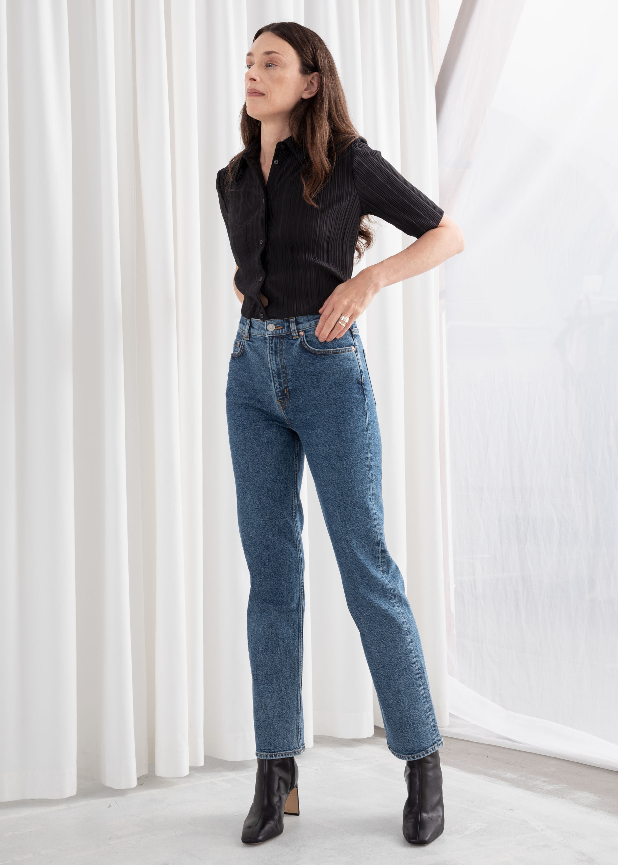 tapered high rise jeans