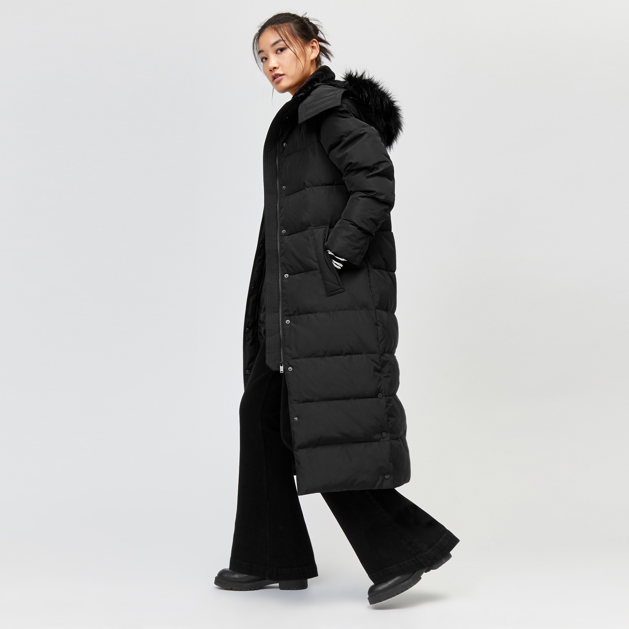 maxi padded coat with hood