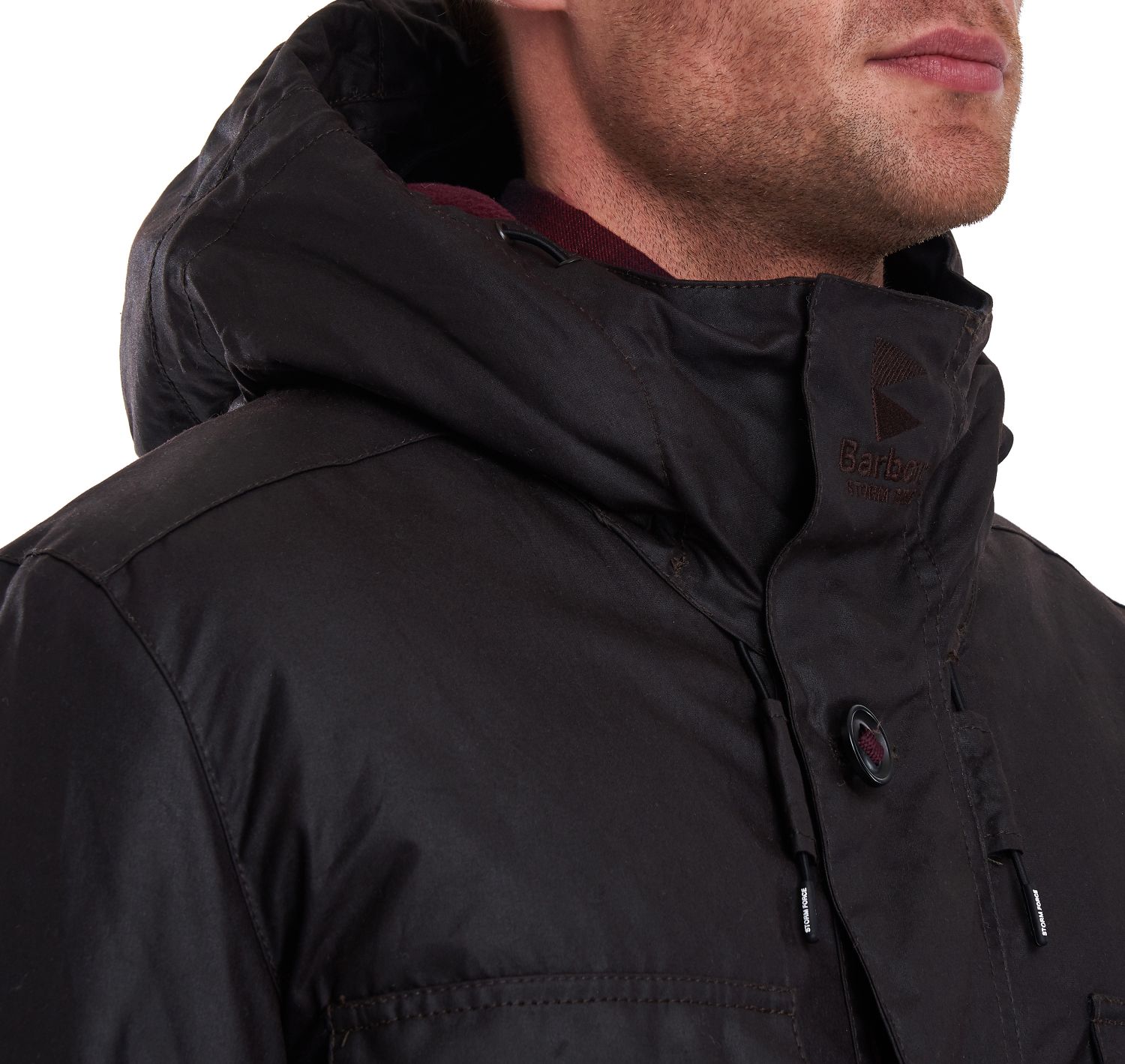 barbour wax storm hood