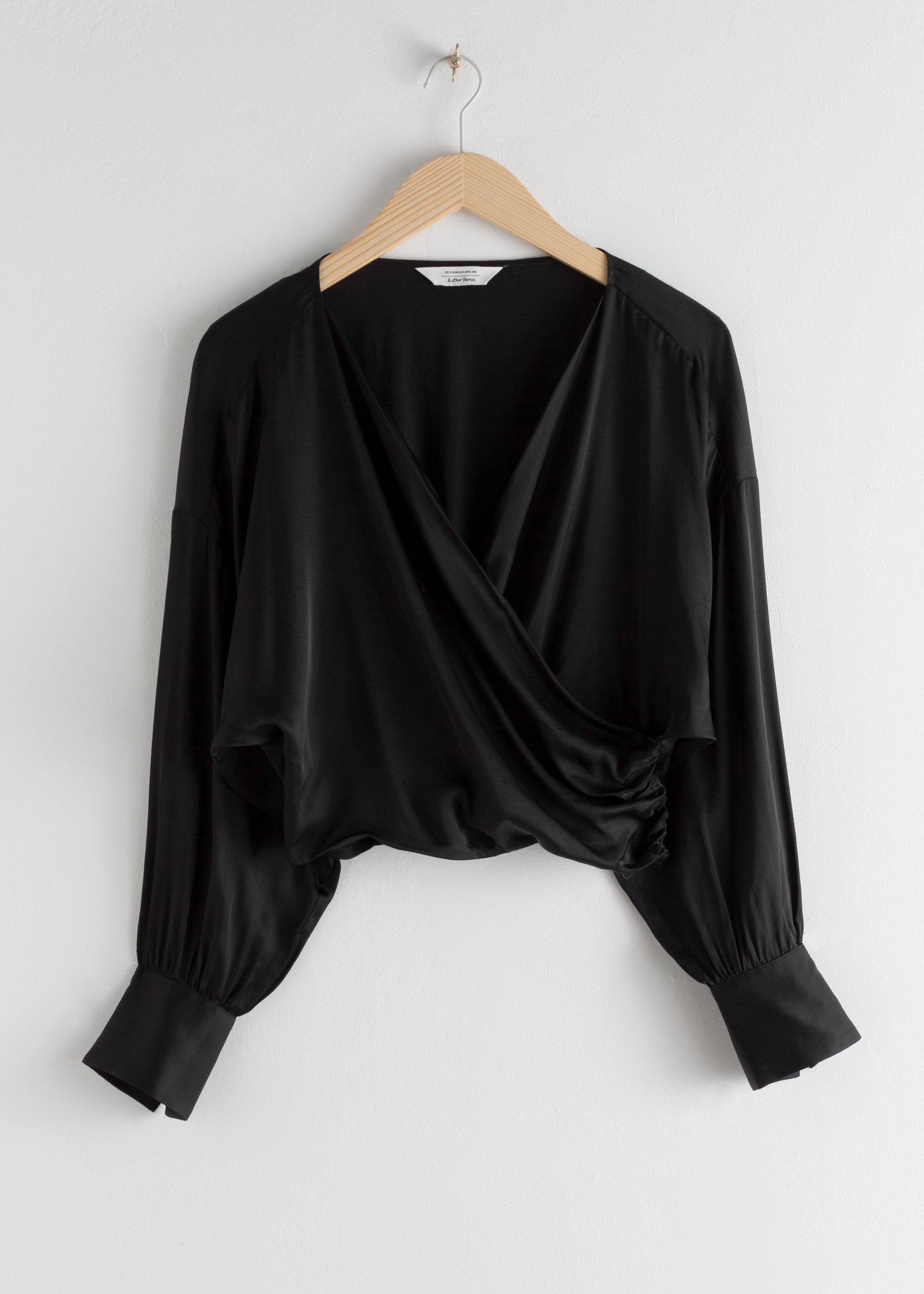 satin wrap shirt