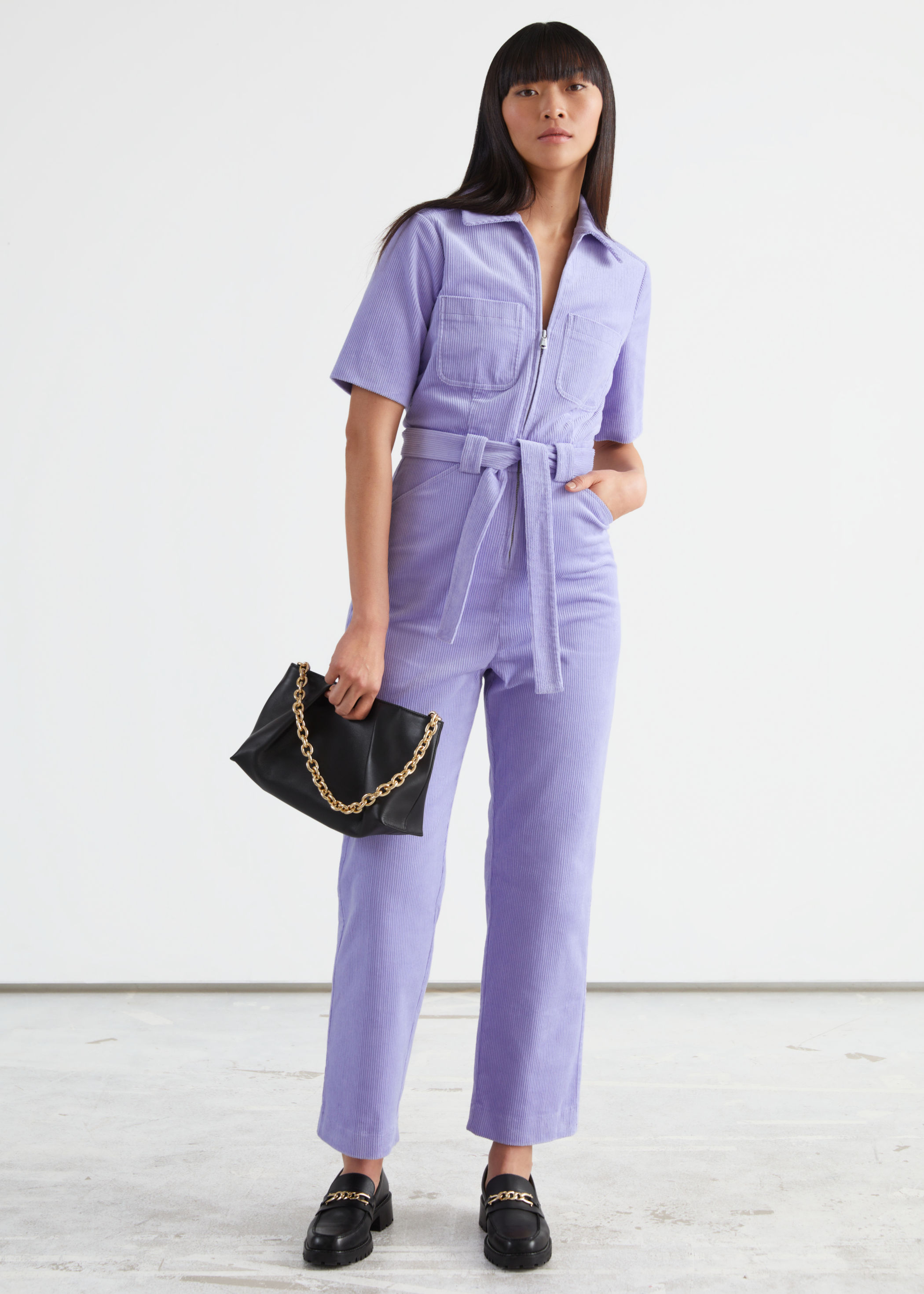 & other stories purple jumpsuit