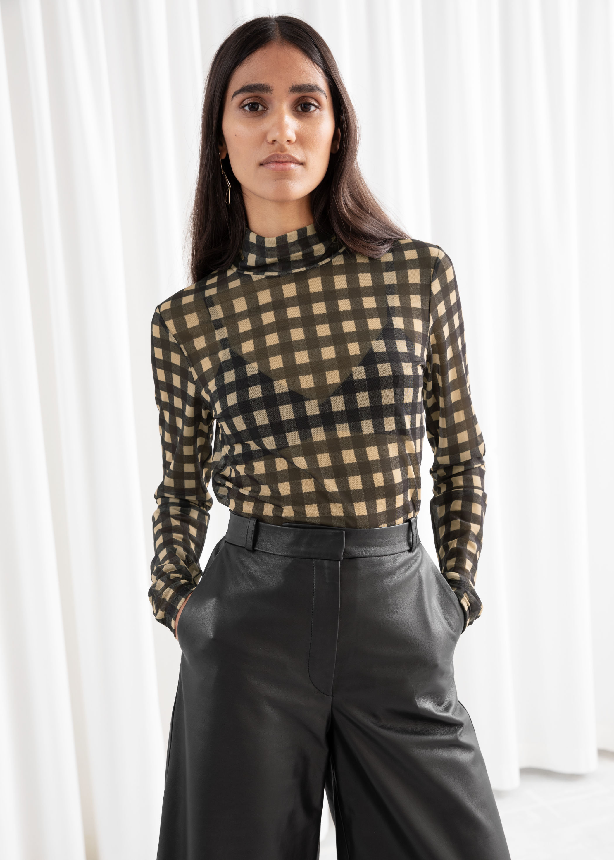 plaid mesh top