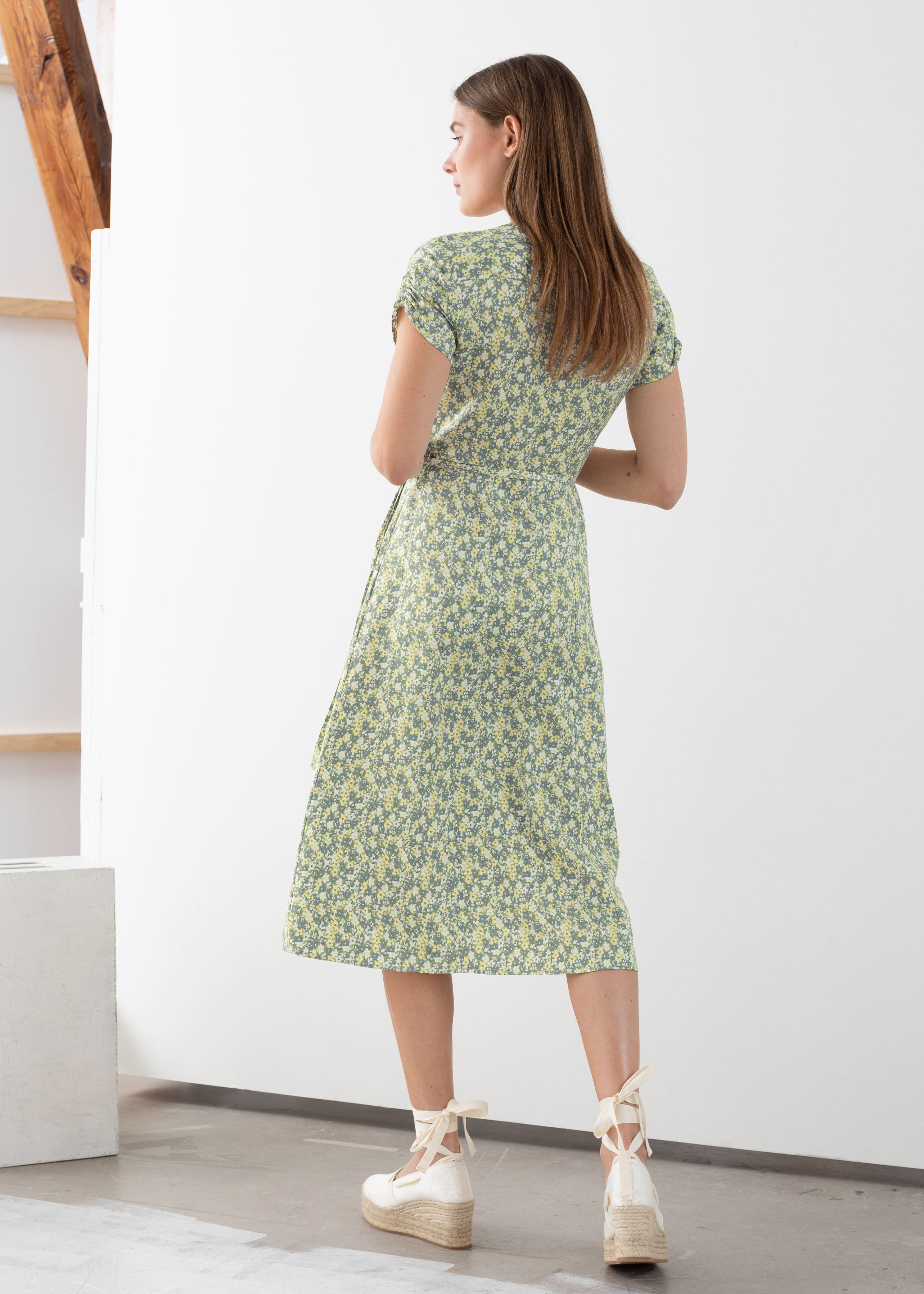 & other stories green wrap dress