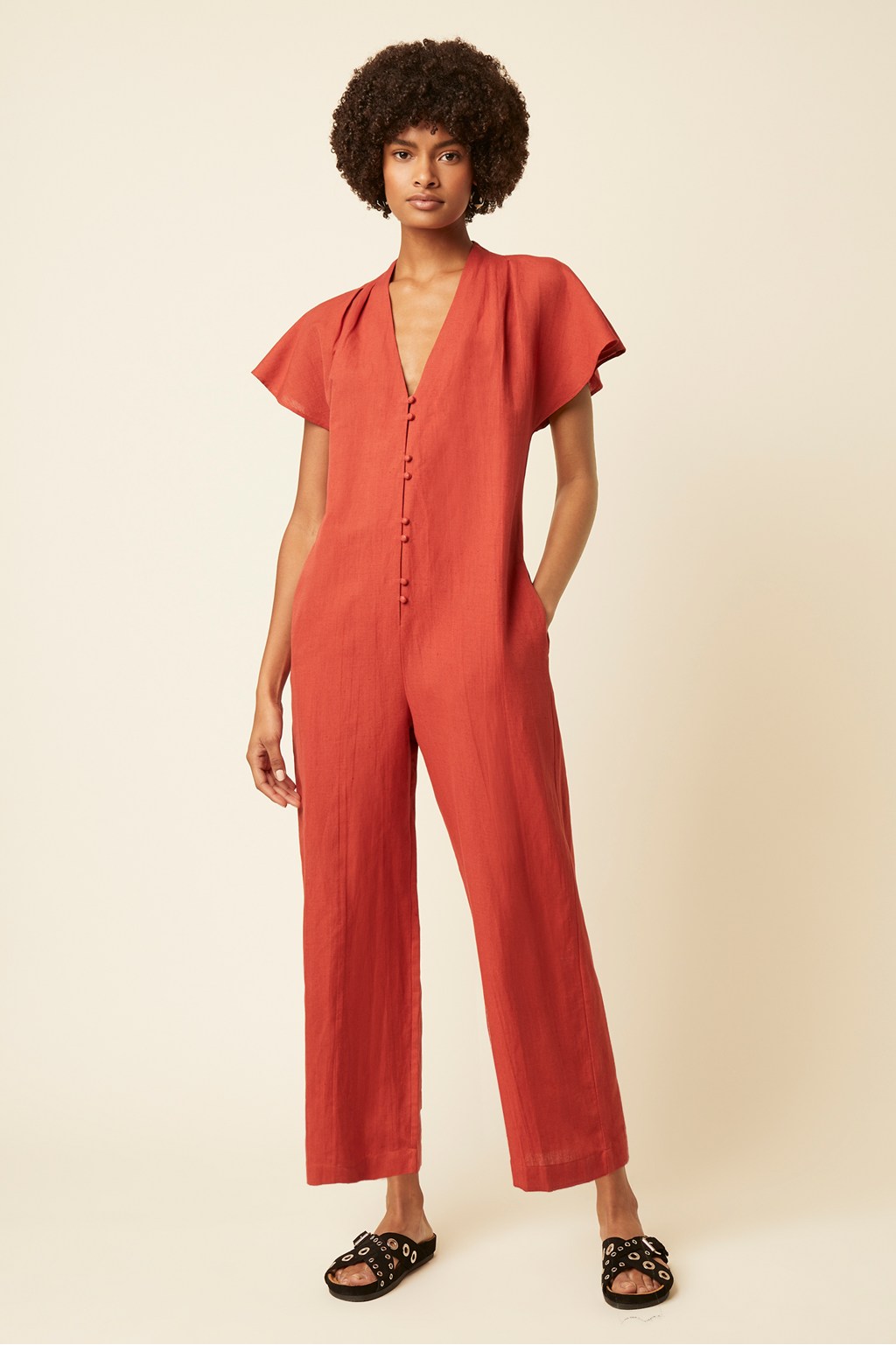 linen capri jumpsuit