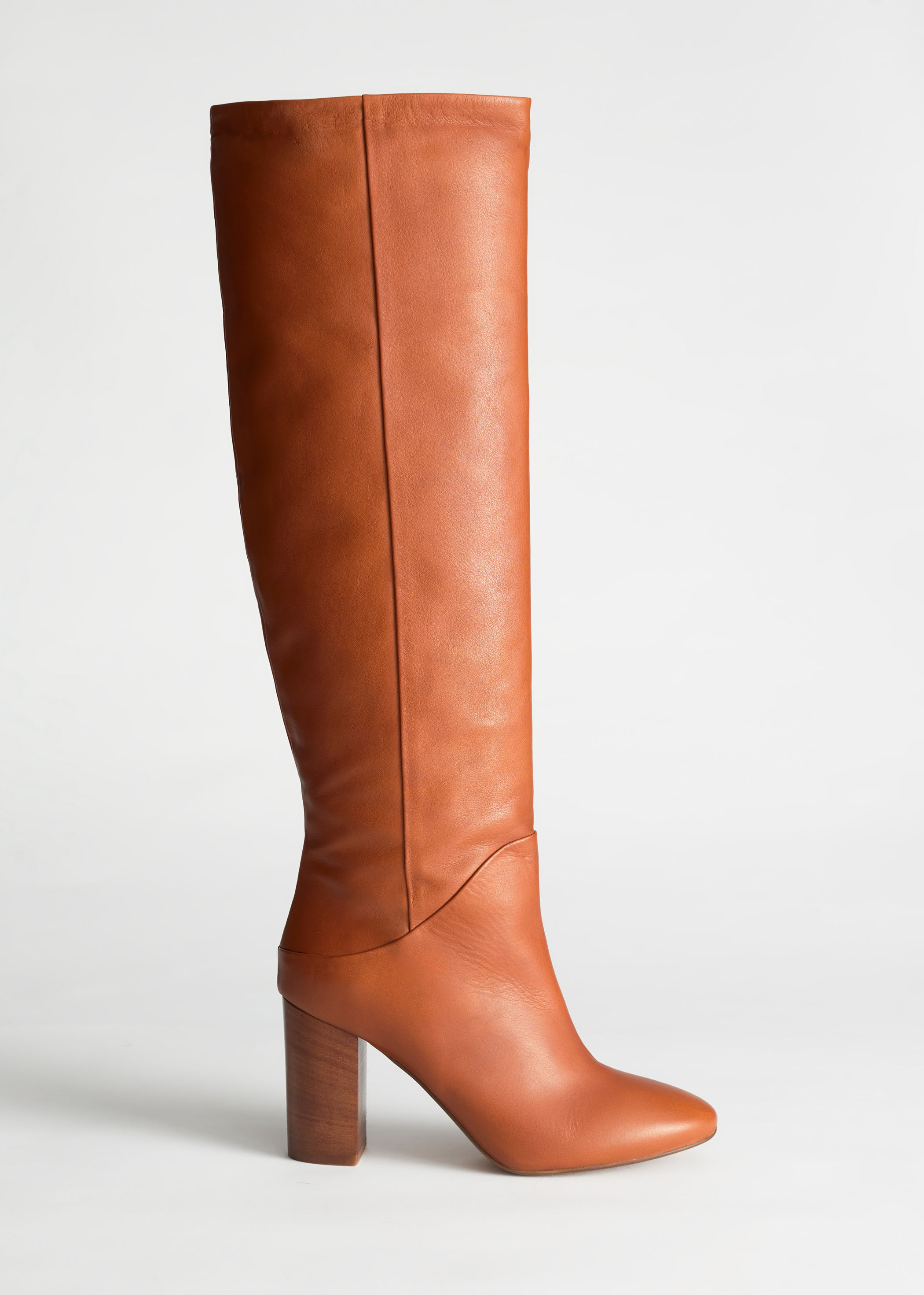 tan leather knee length boots