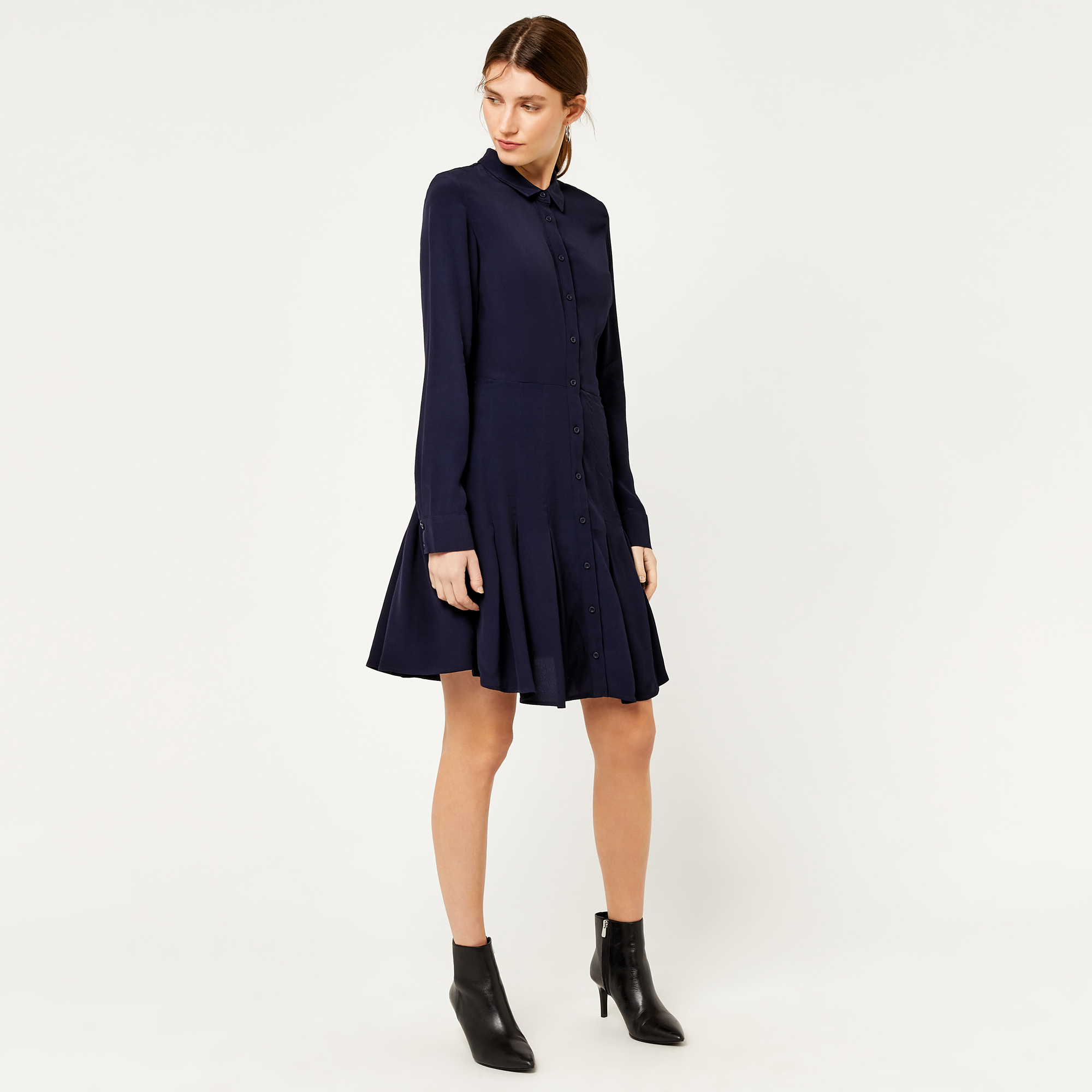 warehouse pleated shirt dress