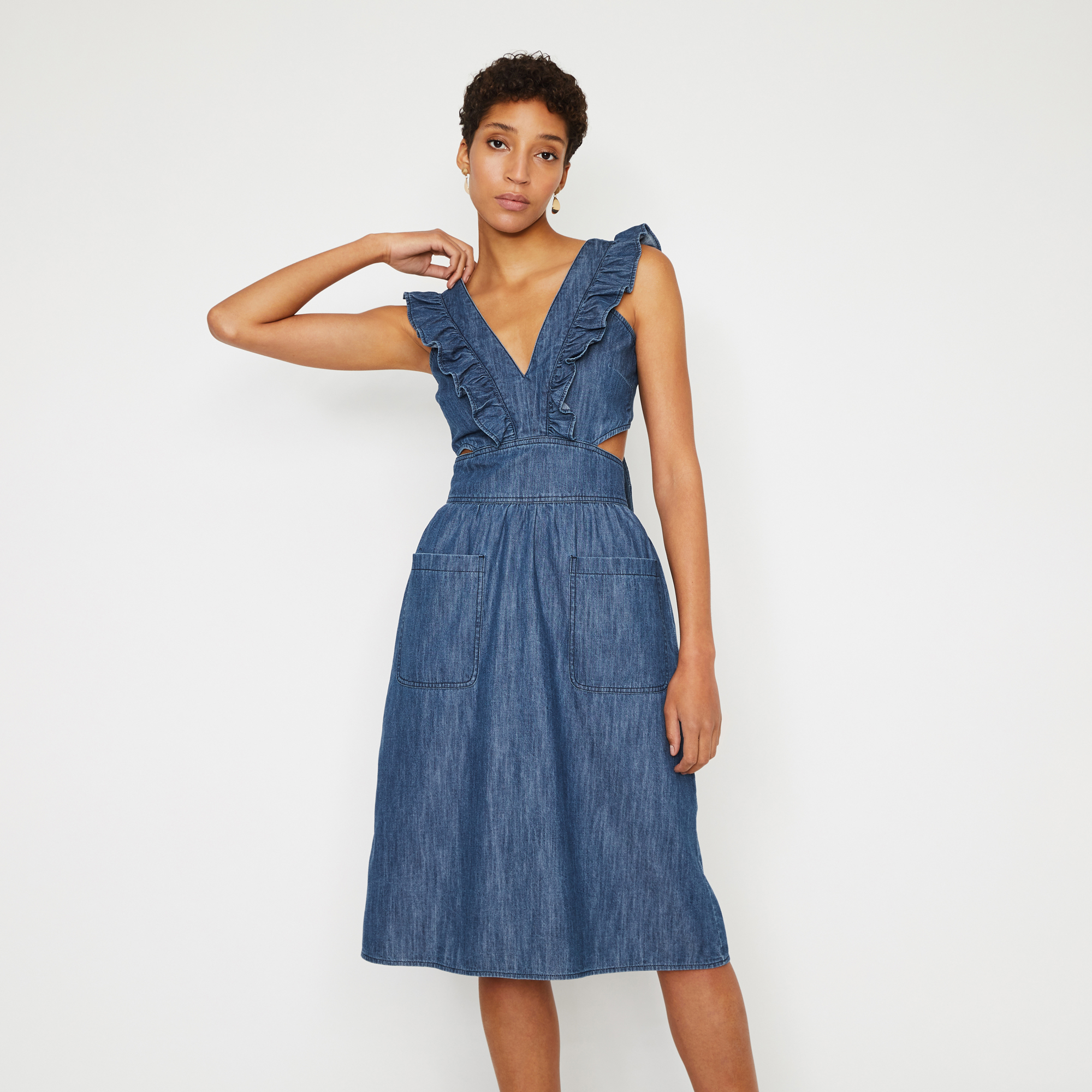 denim dress ruffle