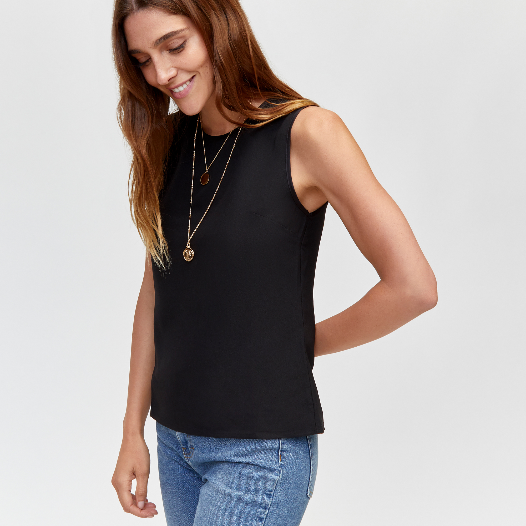warehouse satin tipped shell top