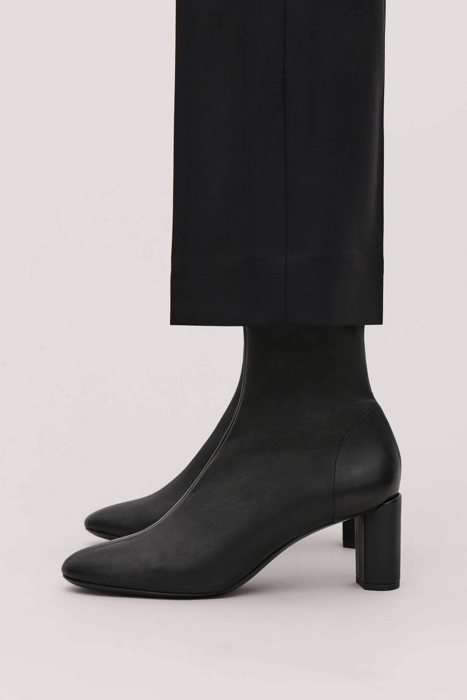 black nappa leather stretch ankle boots