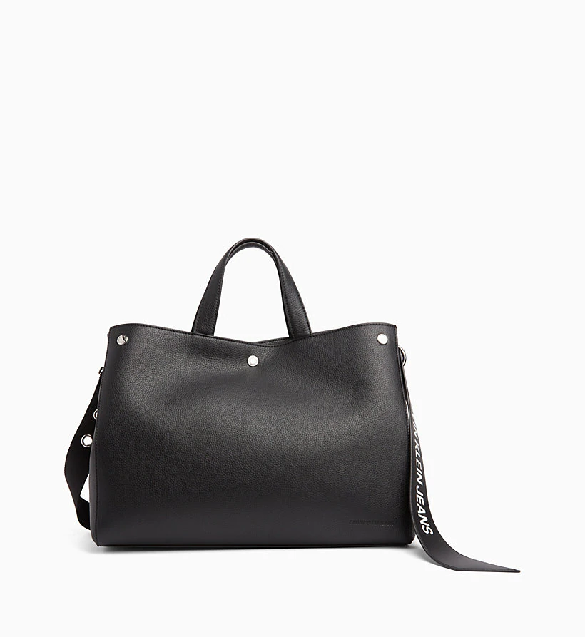 calvin klein black leather tote bag