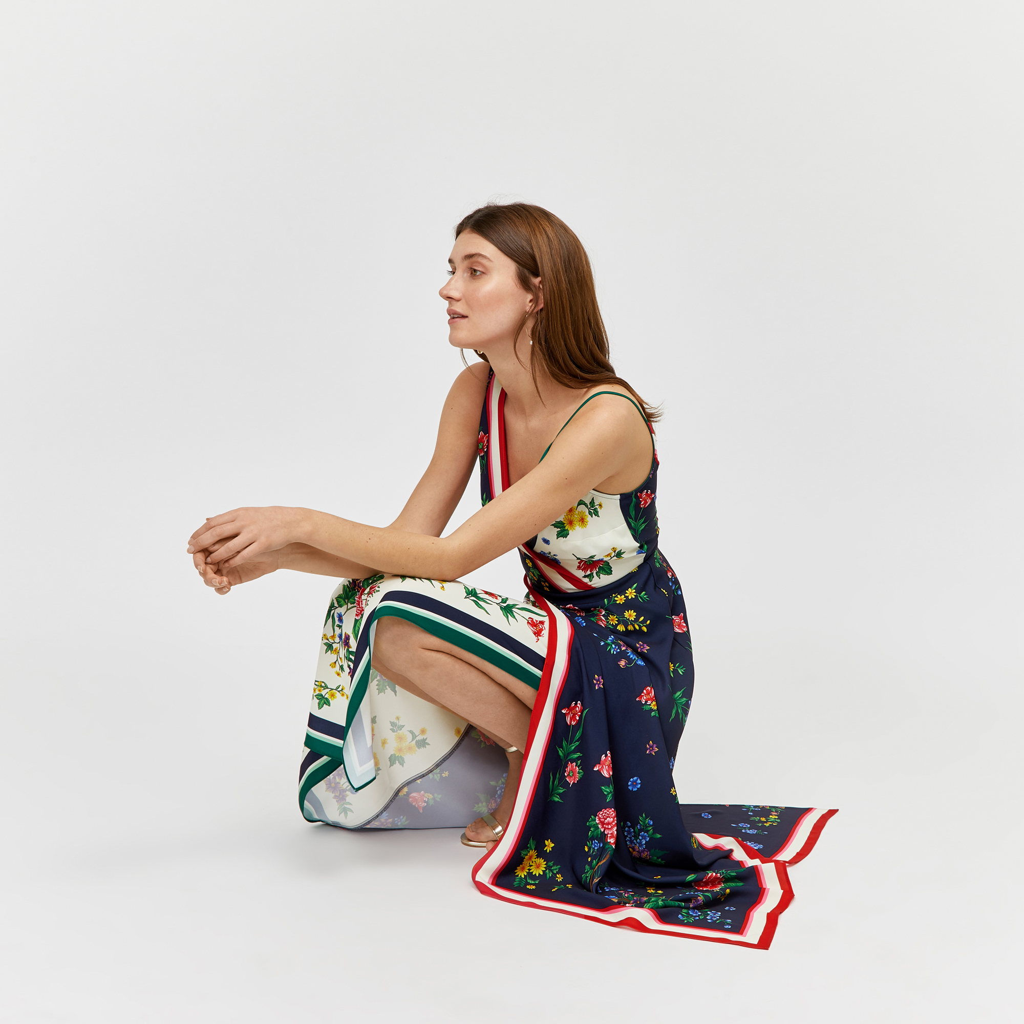 warehouse mixed floral print dress