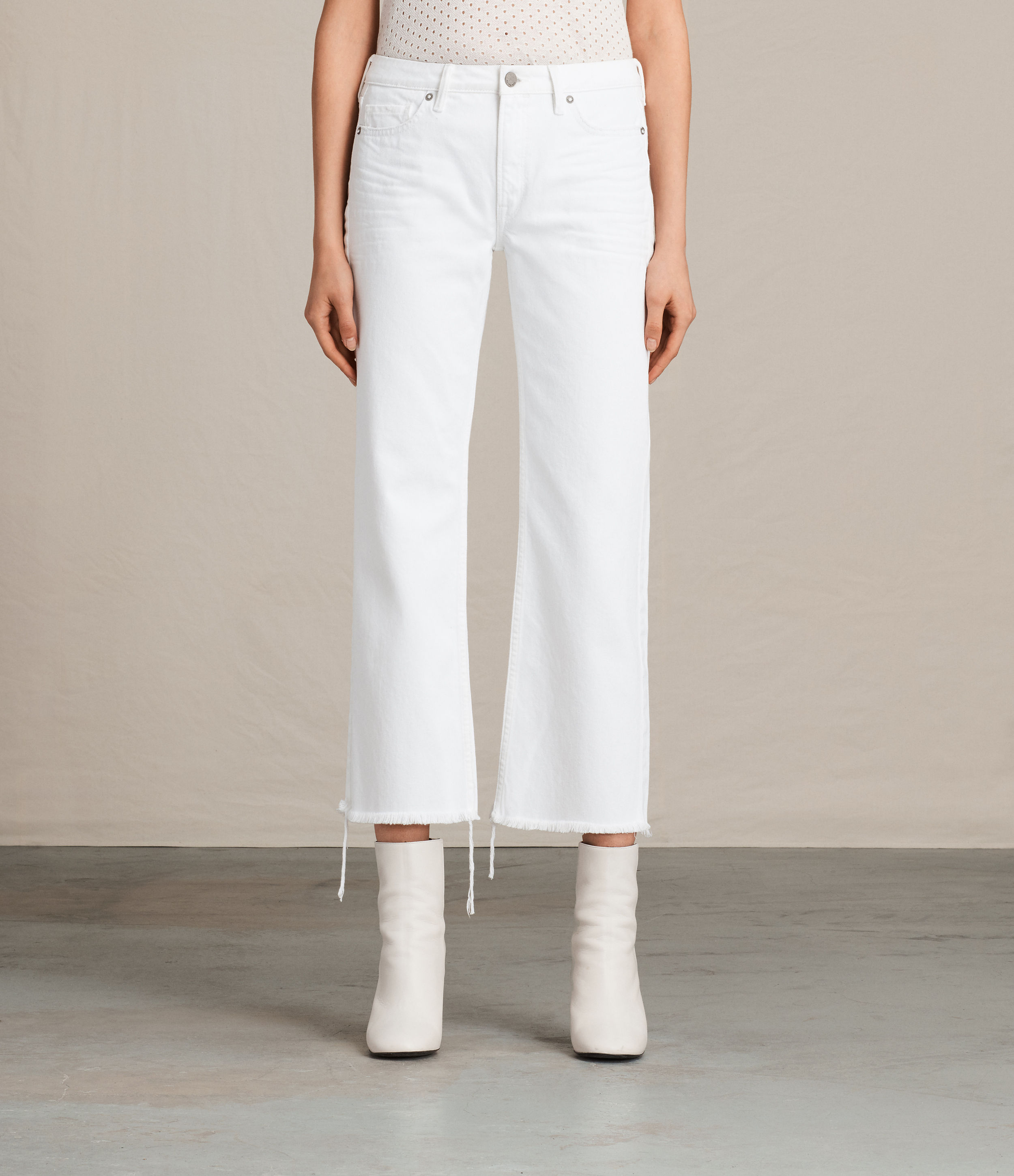 cropped flared white jeans