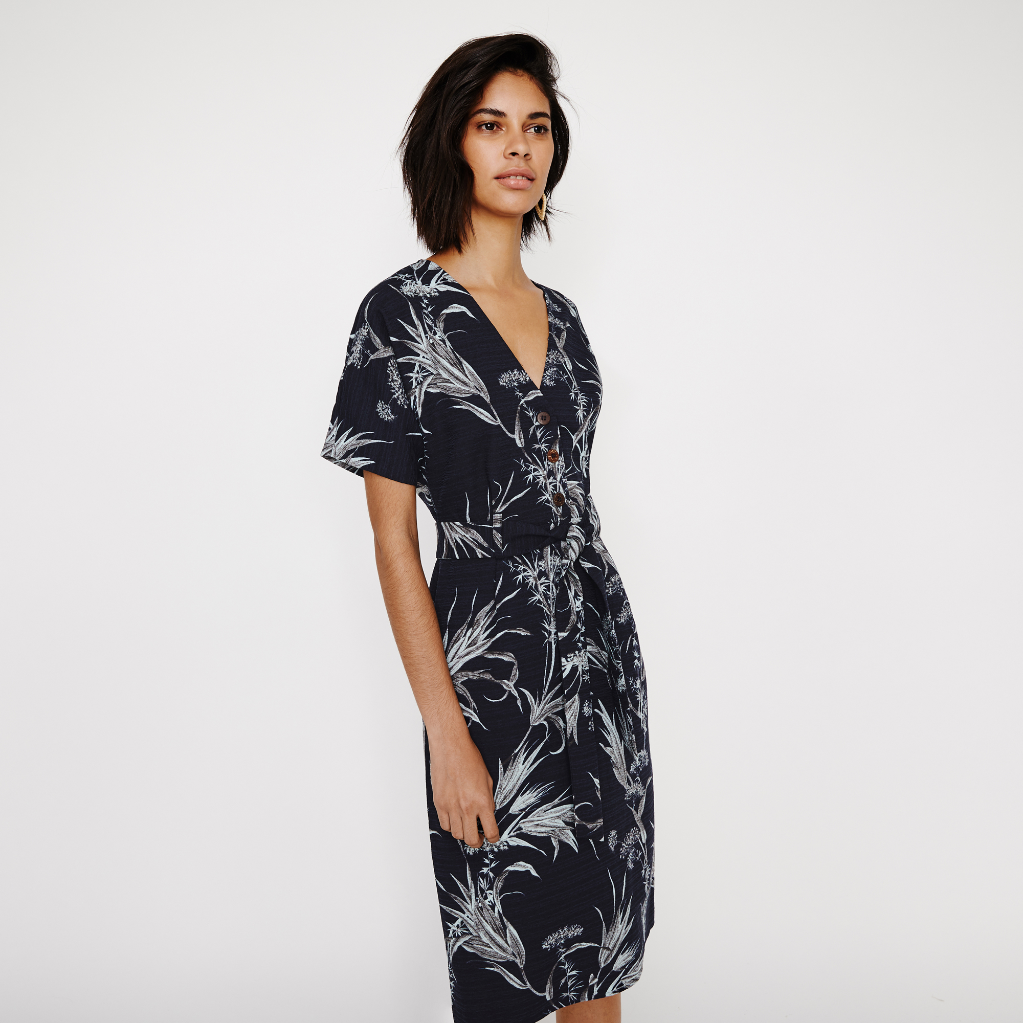 warehouse leaf tab sleeve dress