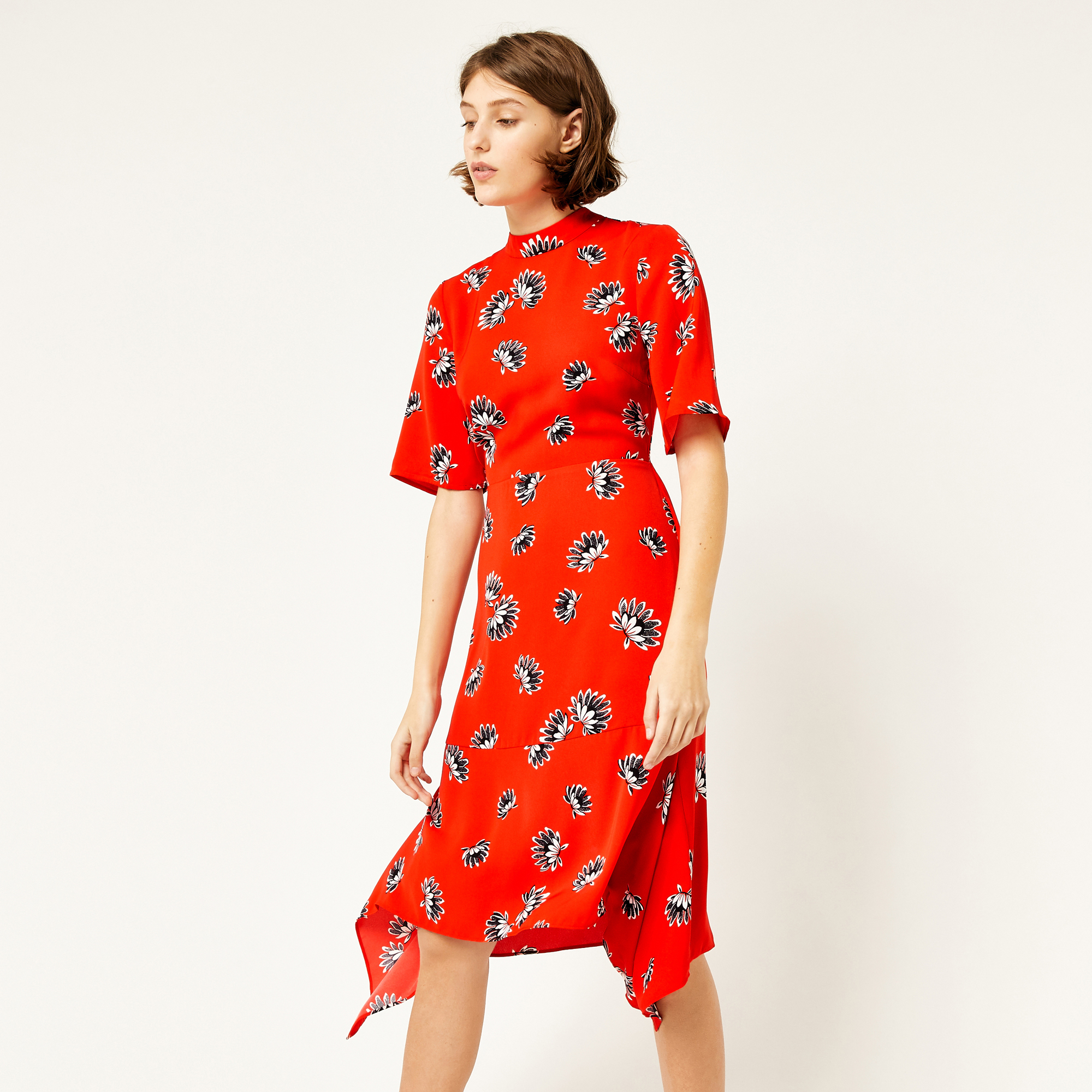 warehouse red floral dress