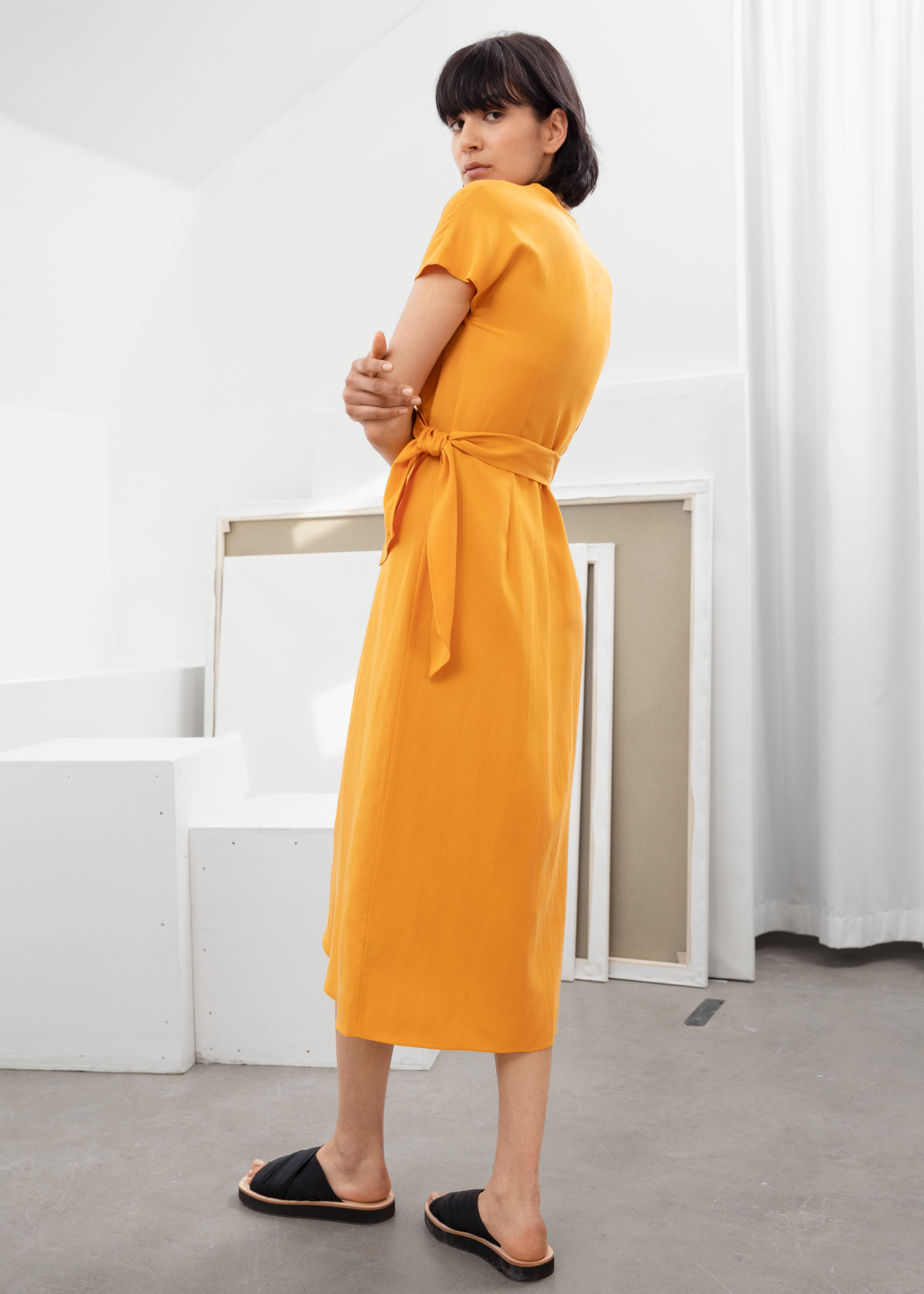 & other stories yellow wrap dress