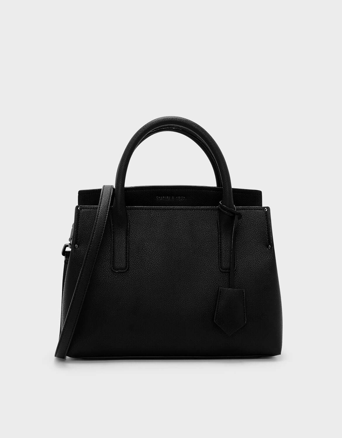 charles and keith structured top handle bag