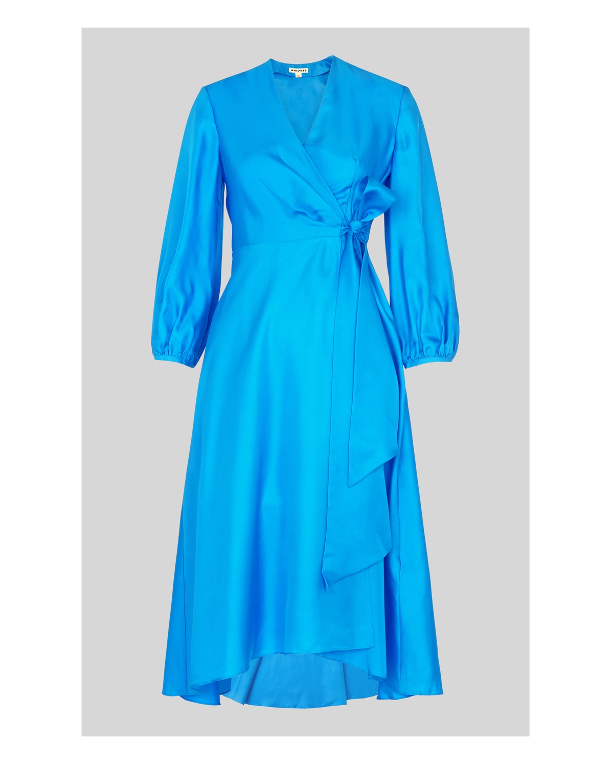 blue silk wrap dress