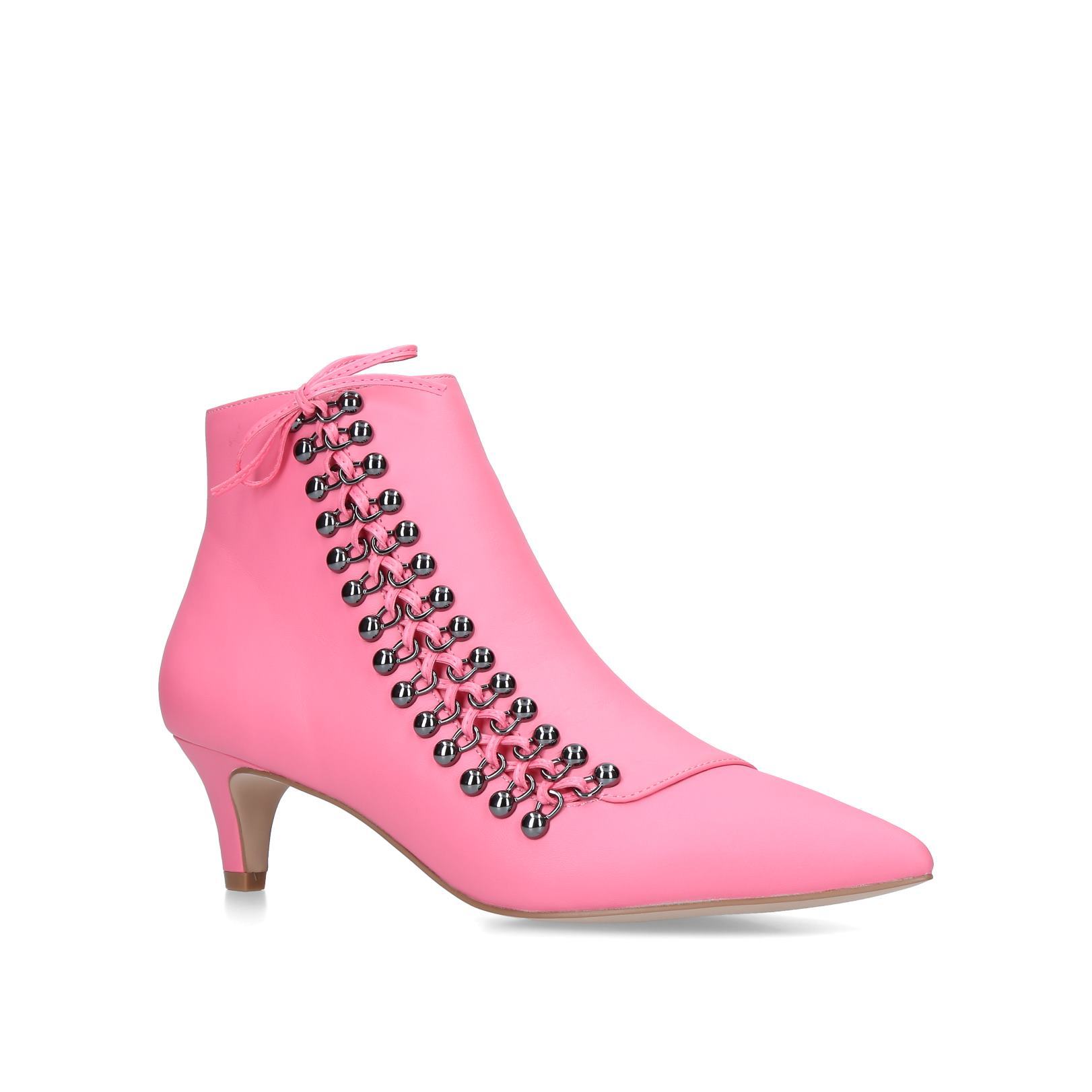 pink kitten heel ankle boots