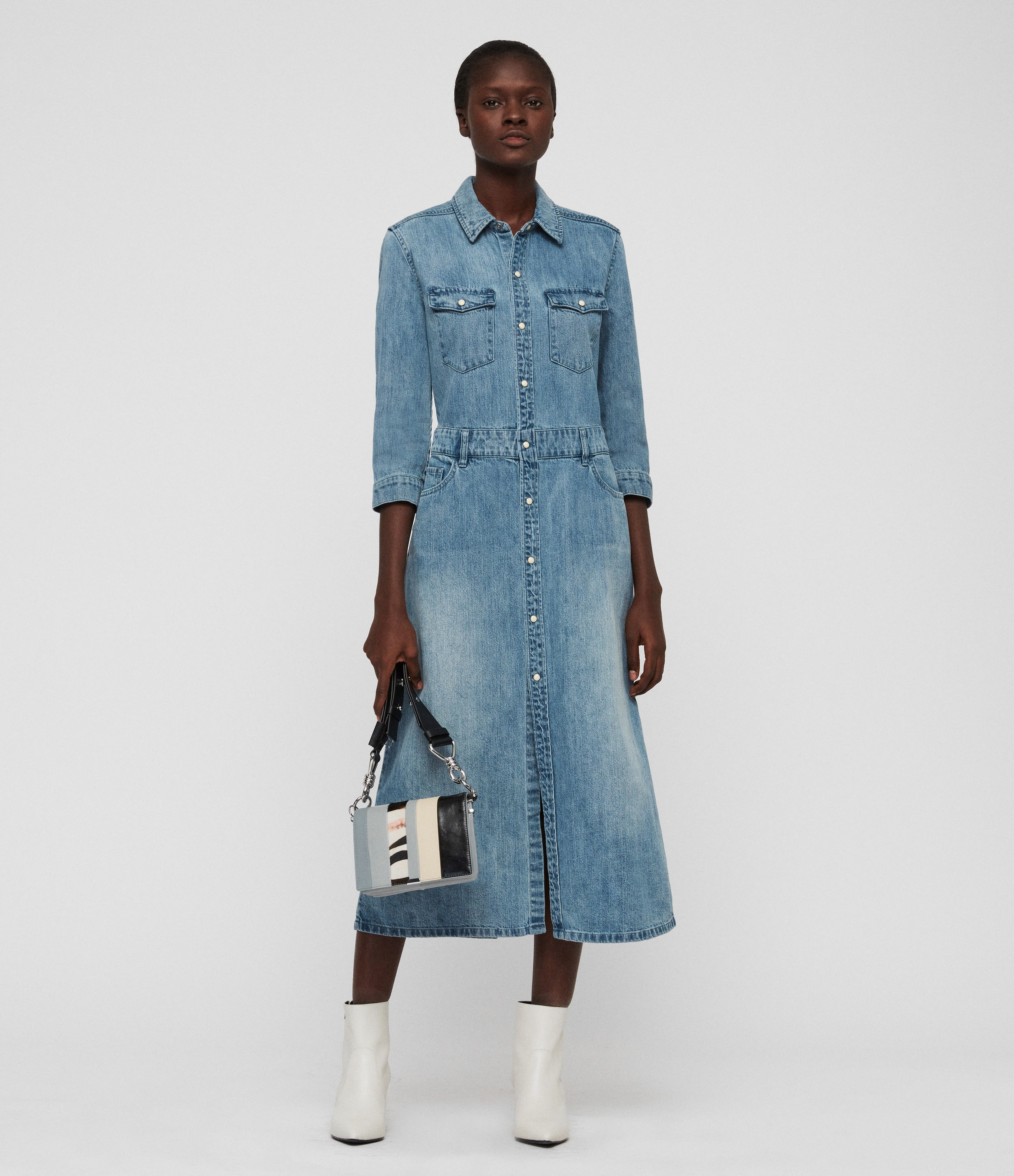 polly long denim dress