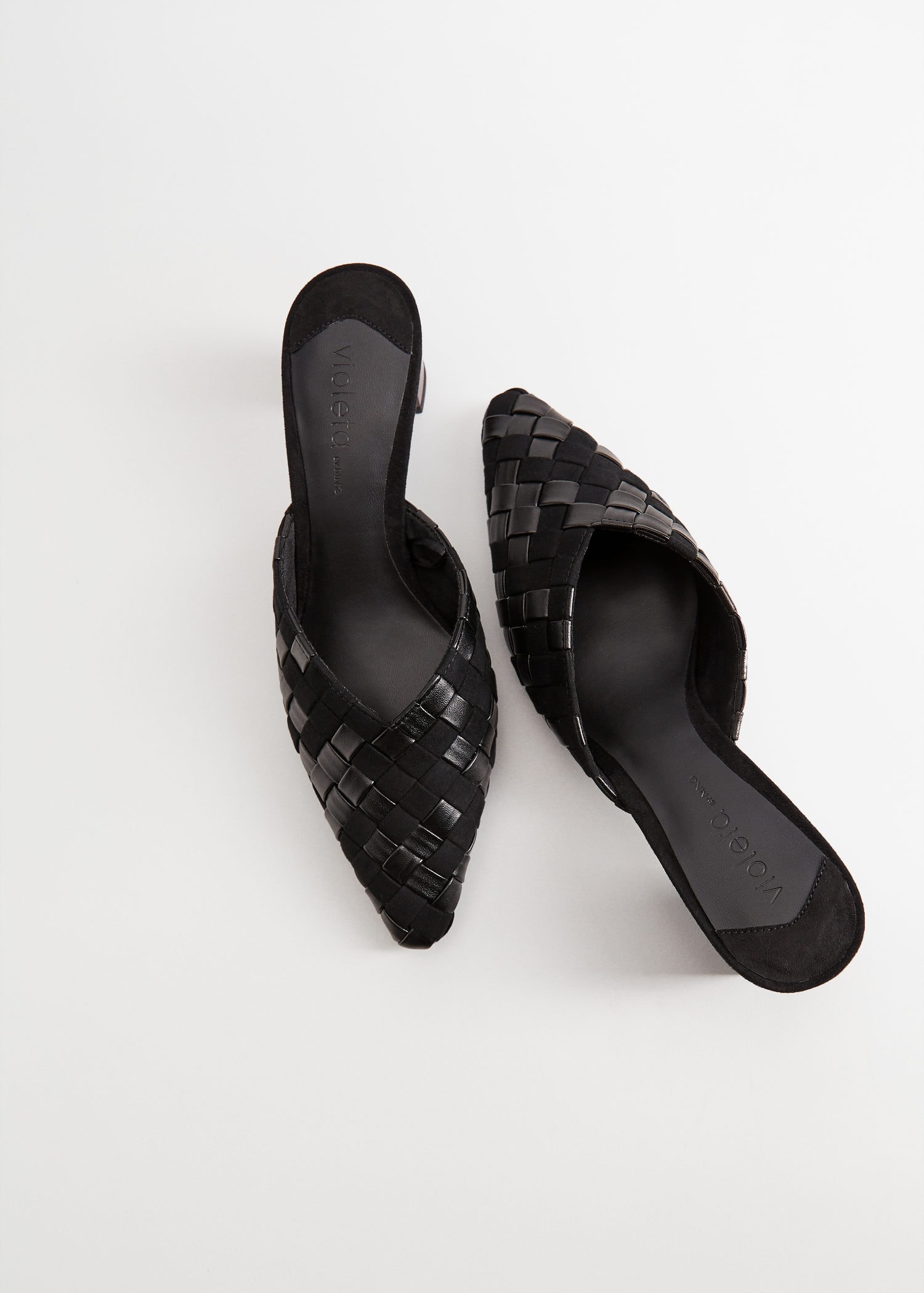 mango leather braided design mule sandals