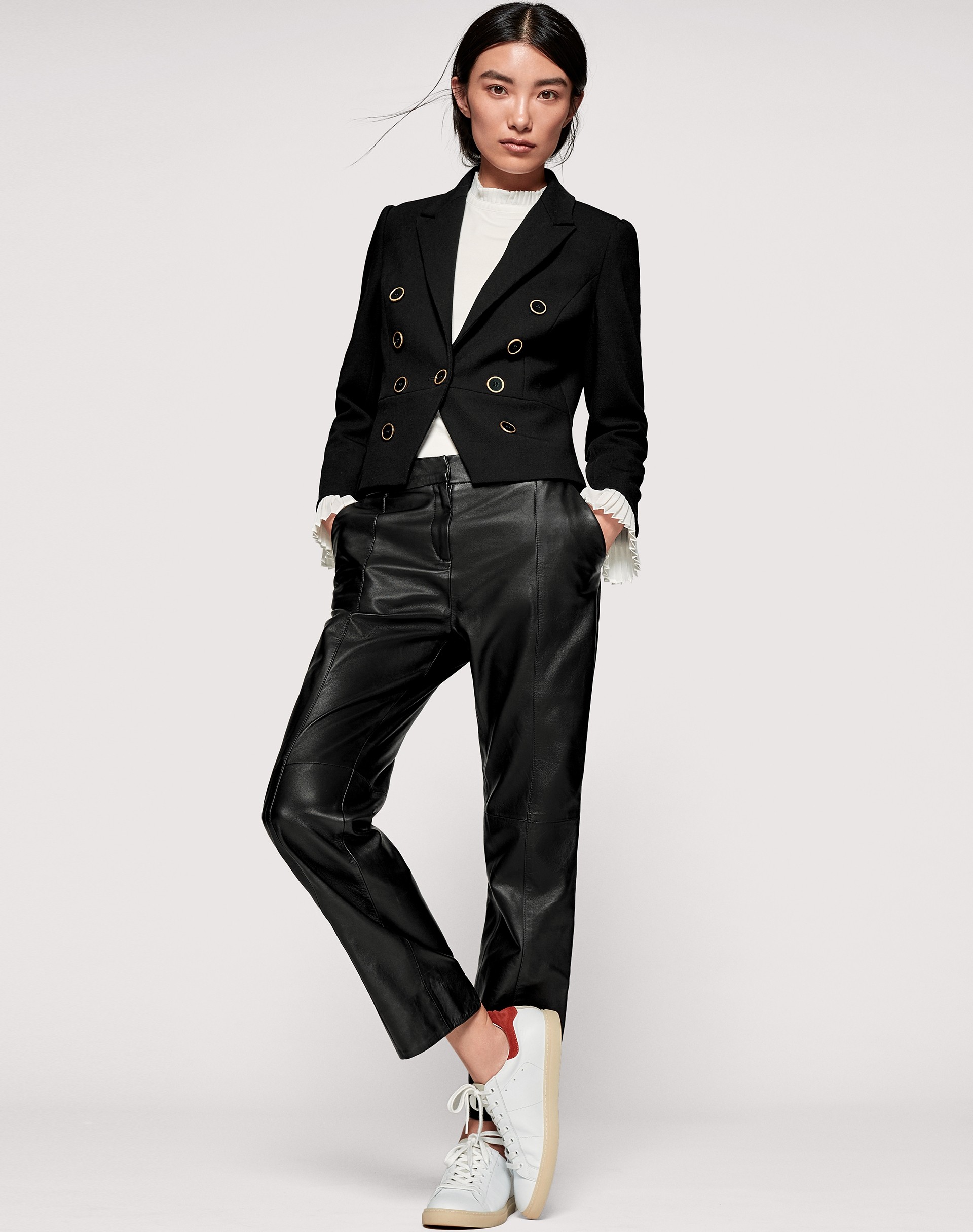 cropped leather trousers