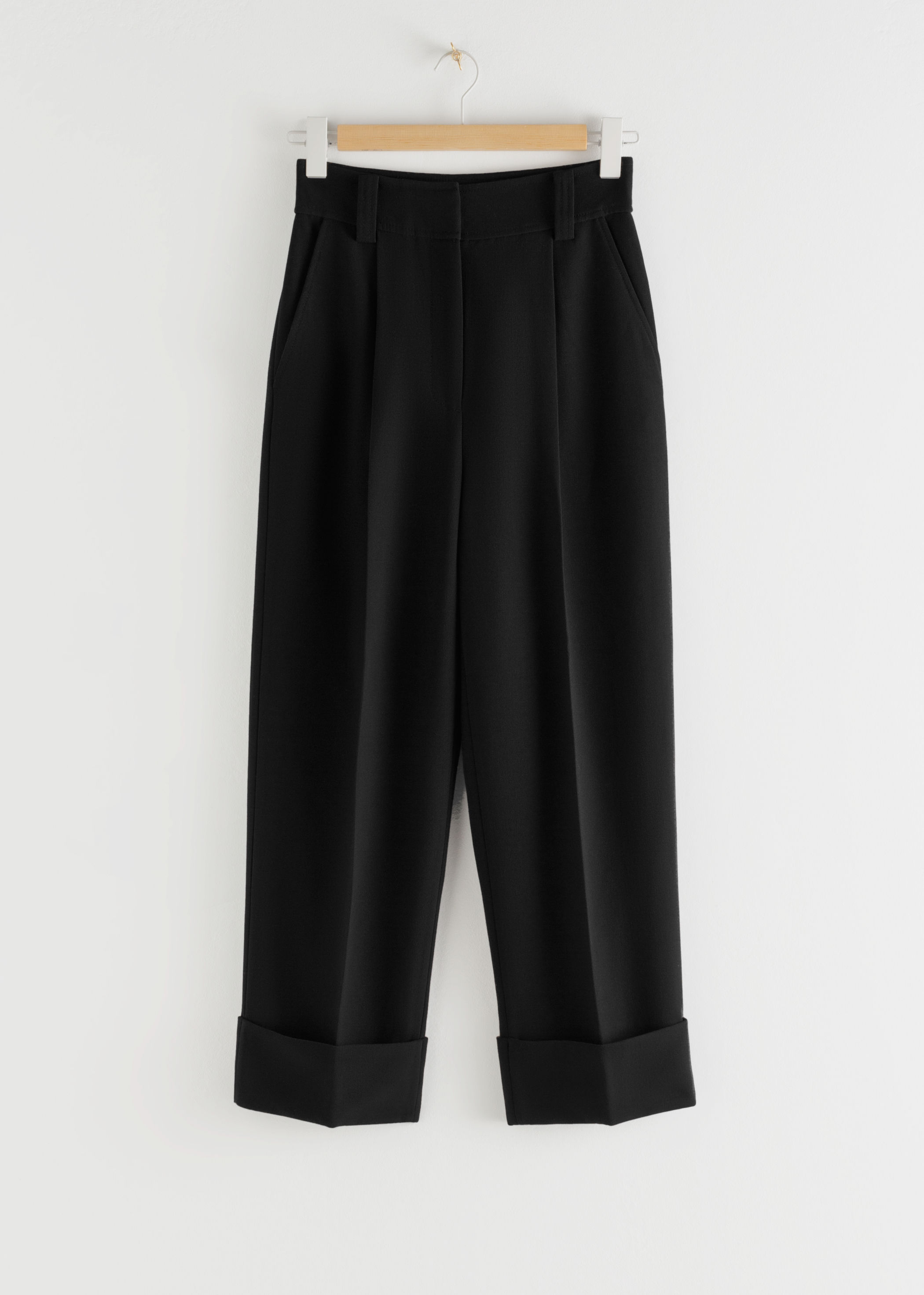 wide leg cuffed trousers