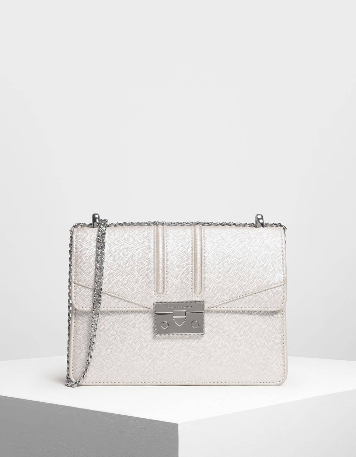 charles and keith front flap push lock bag