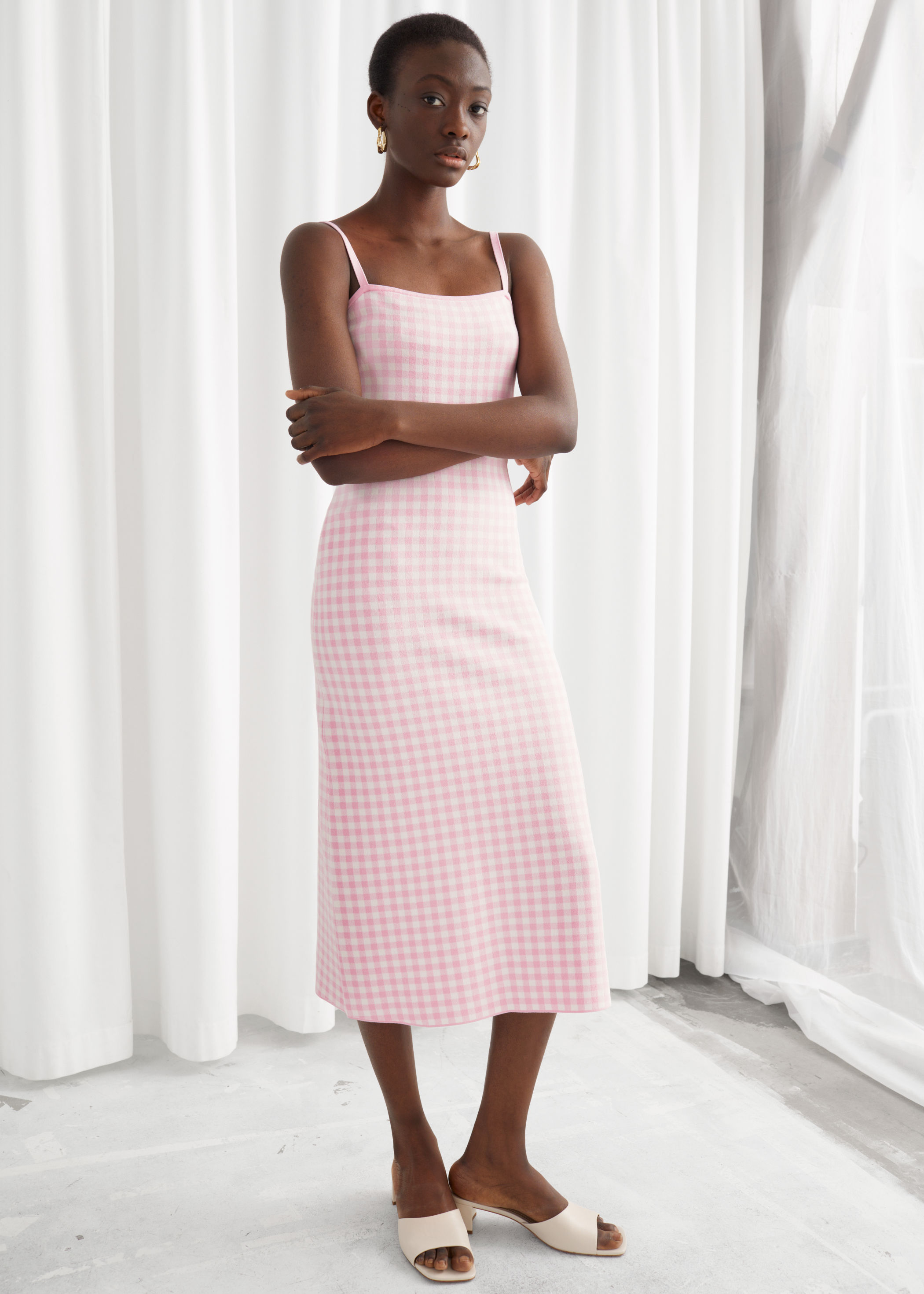 gingham midi dress