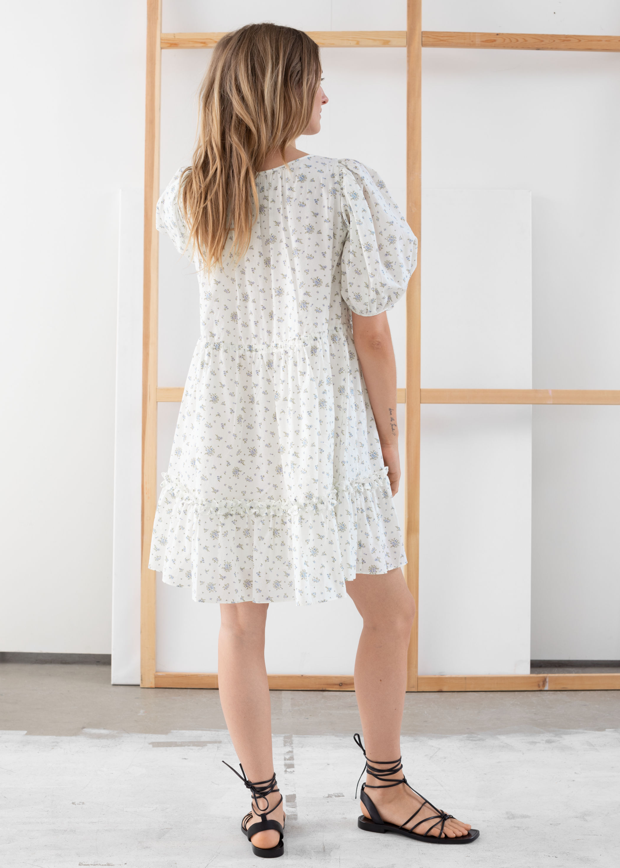 puff sleeve cotton dress