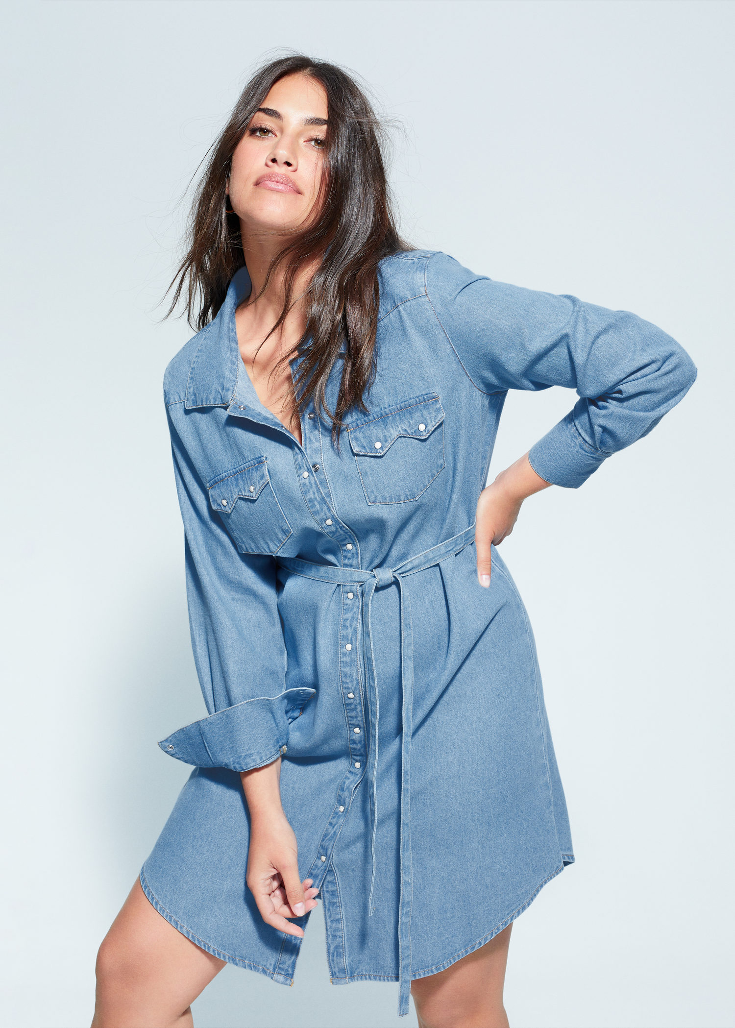 mango pocket denim shirt dress