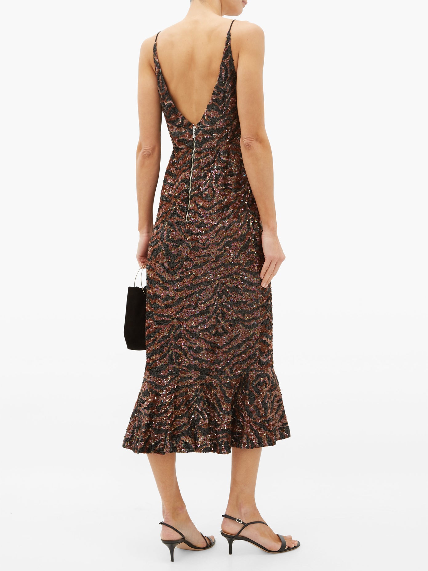 fluted hem midi dress