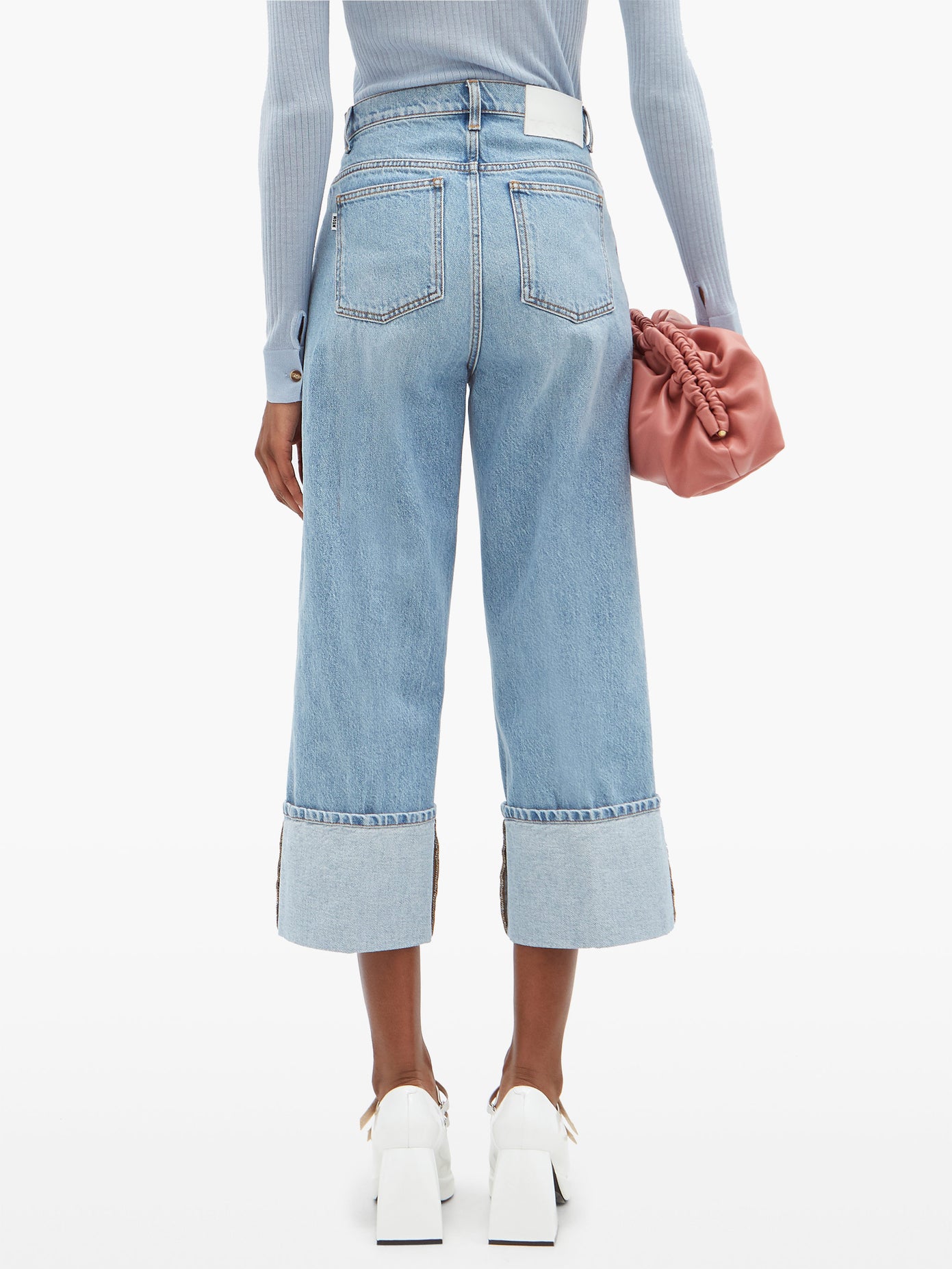 cropped turn up jeans