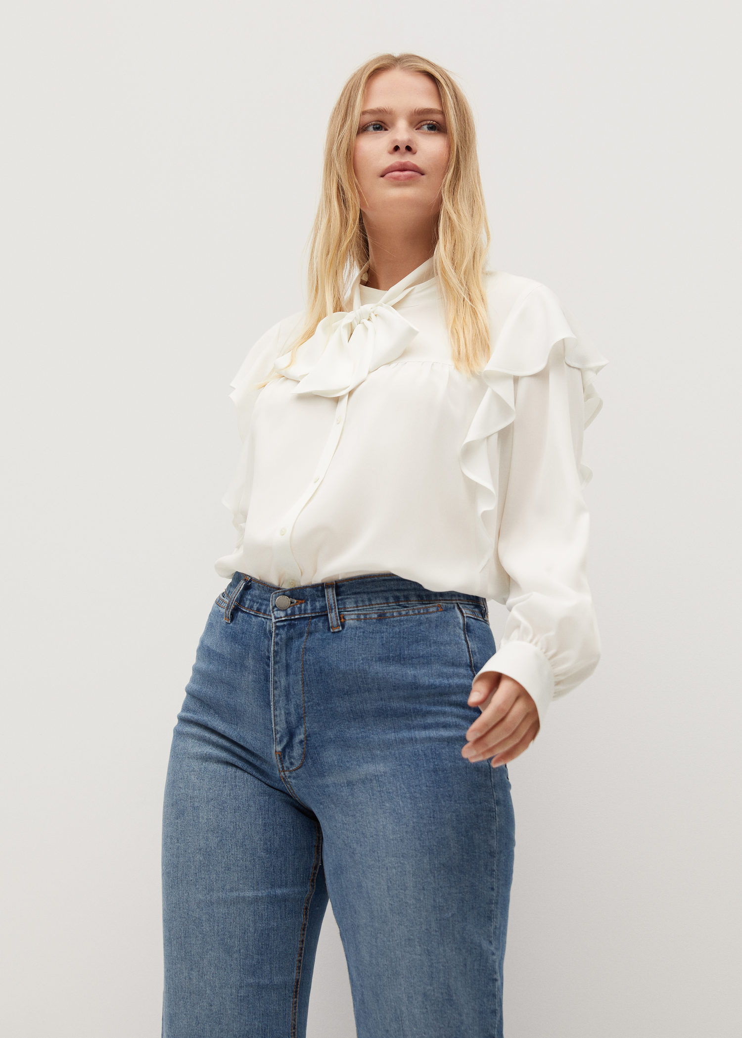 ruffle bow blouse
