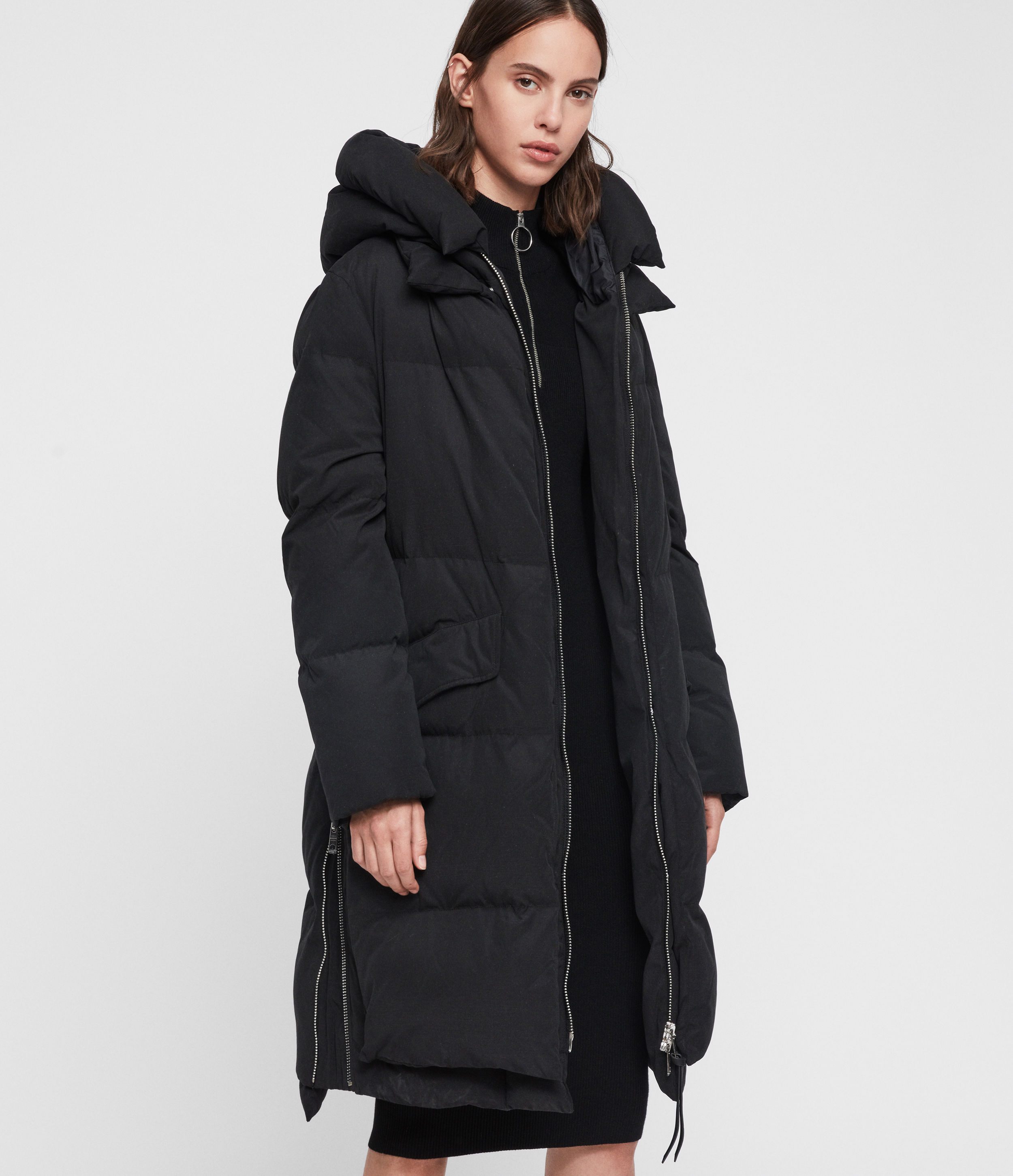 all saints black parka