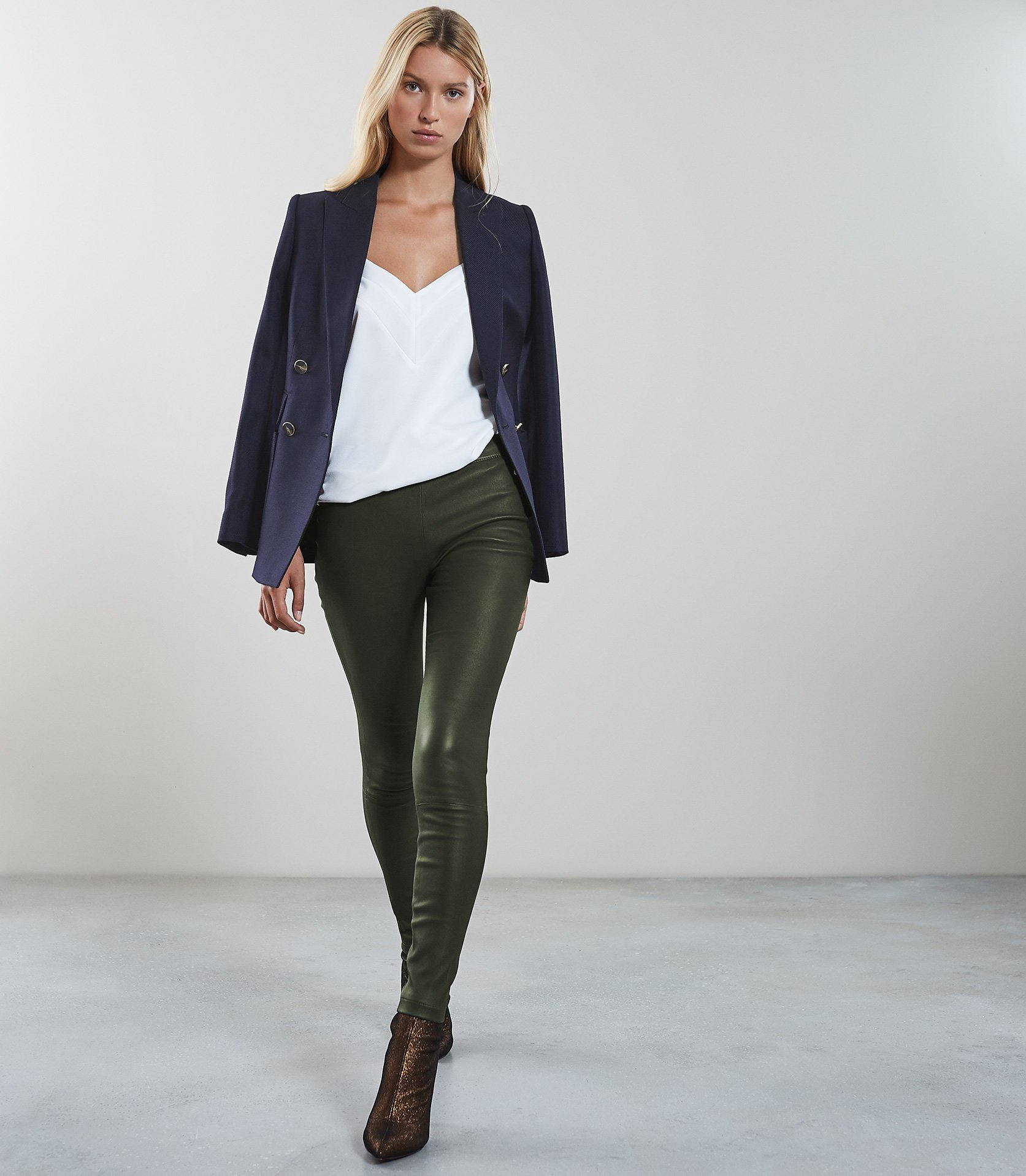 green leather leggings