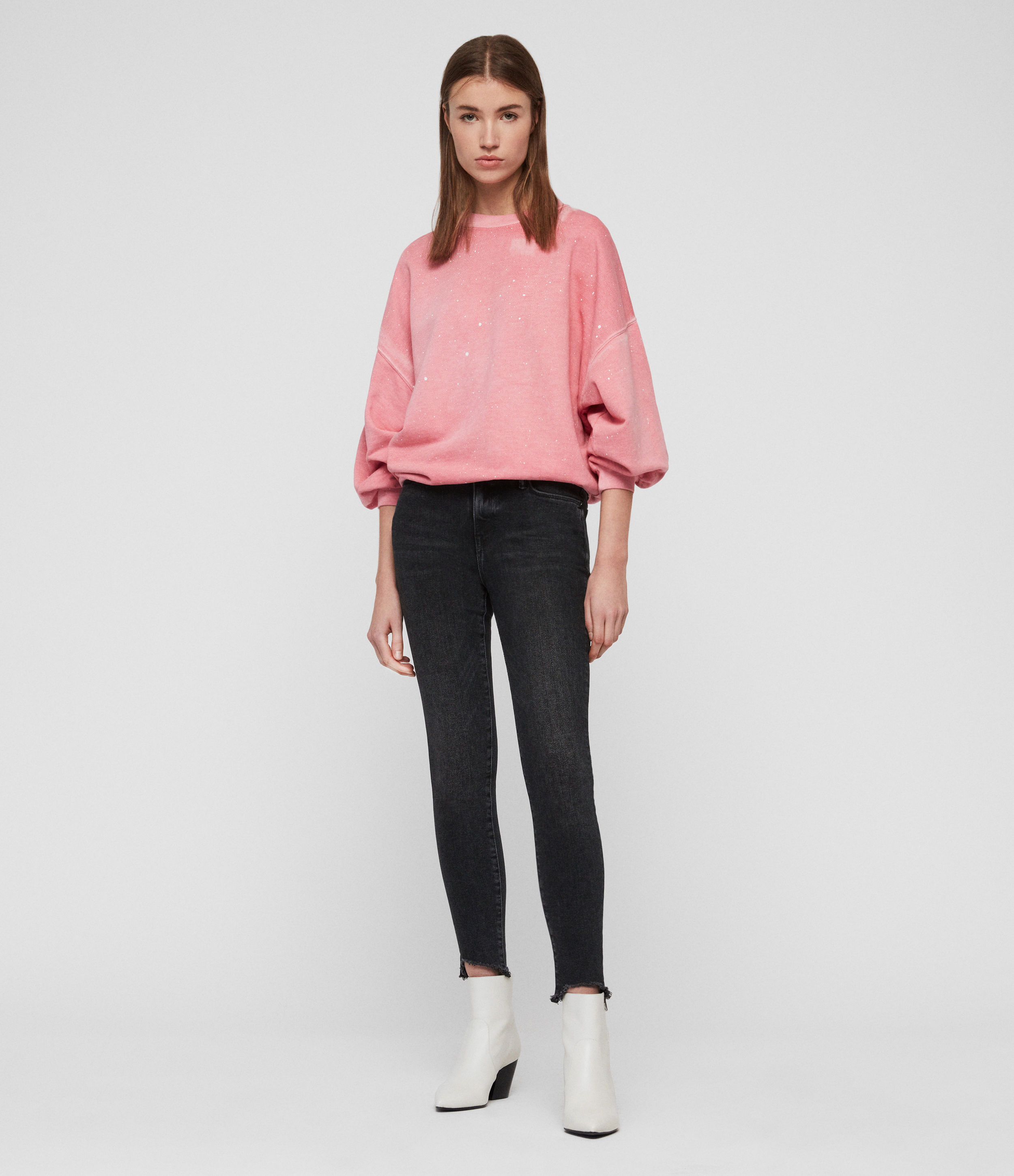 all saints pink sweatshirt