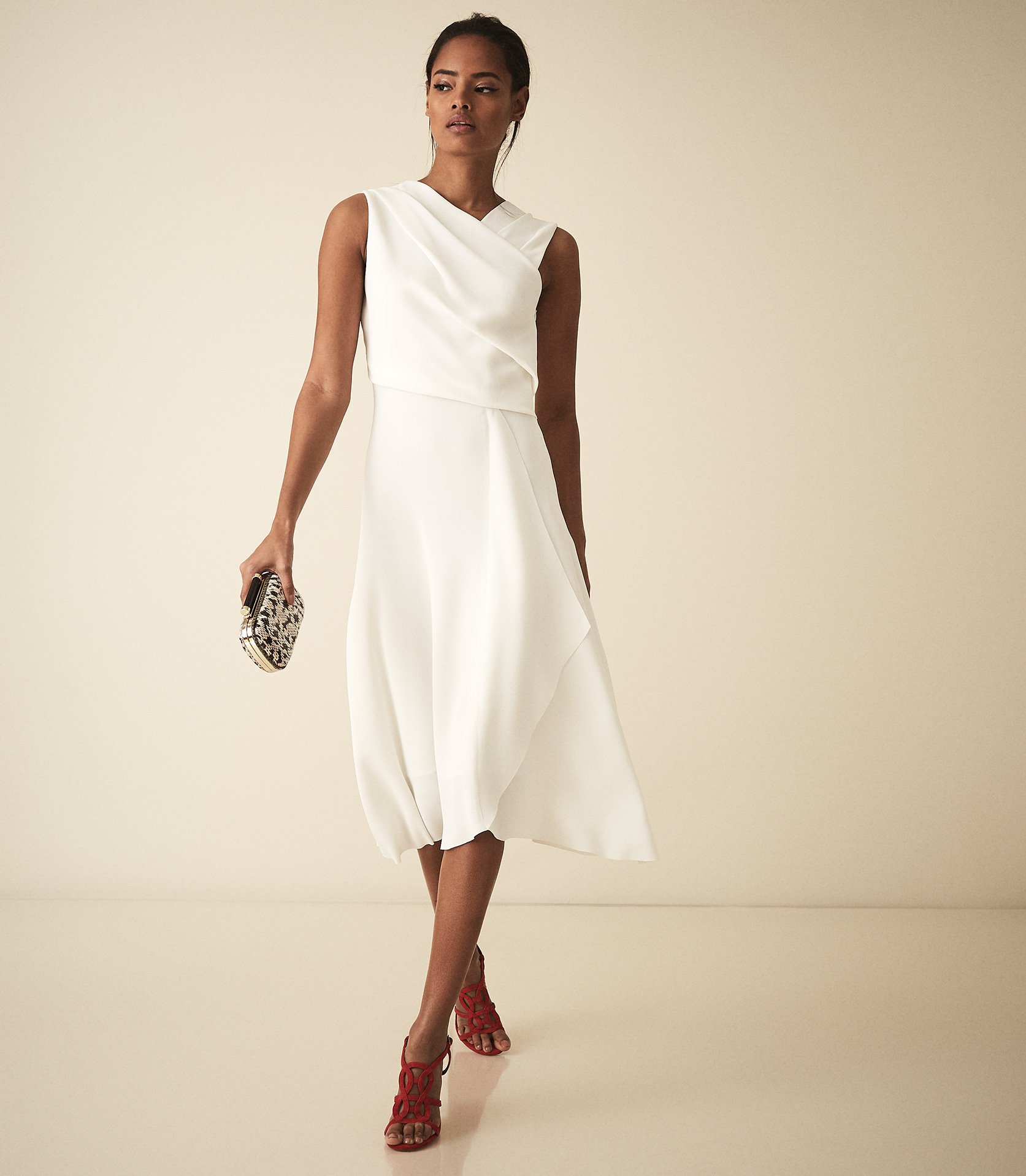 reiss marling wrap front midi dress