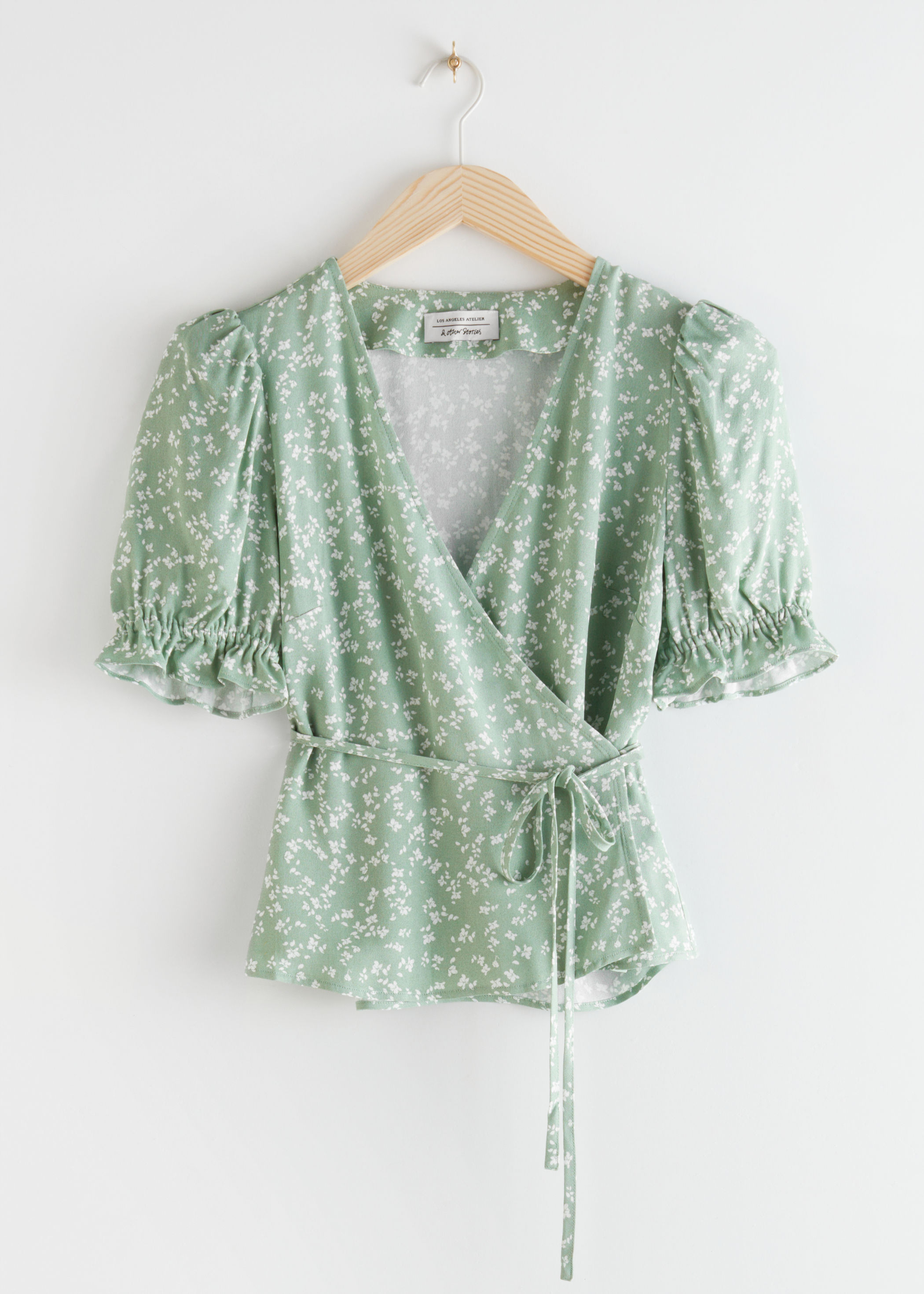 wrap tops with puffy sleeves