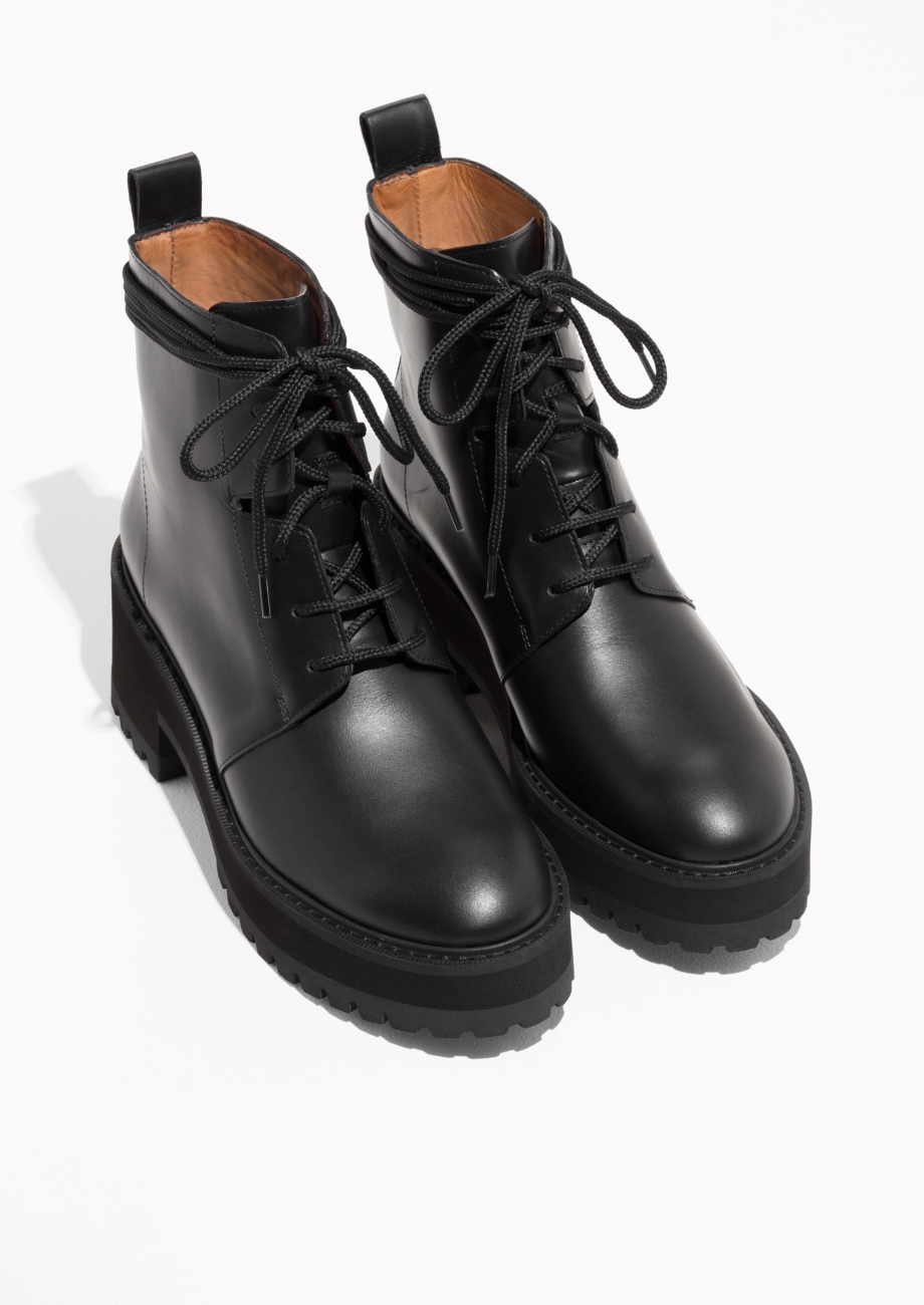 long leather lace up boots