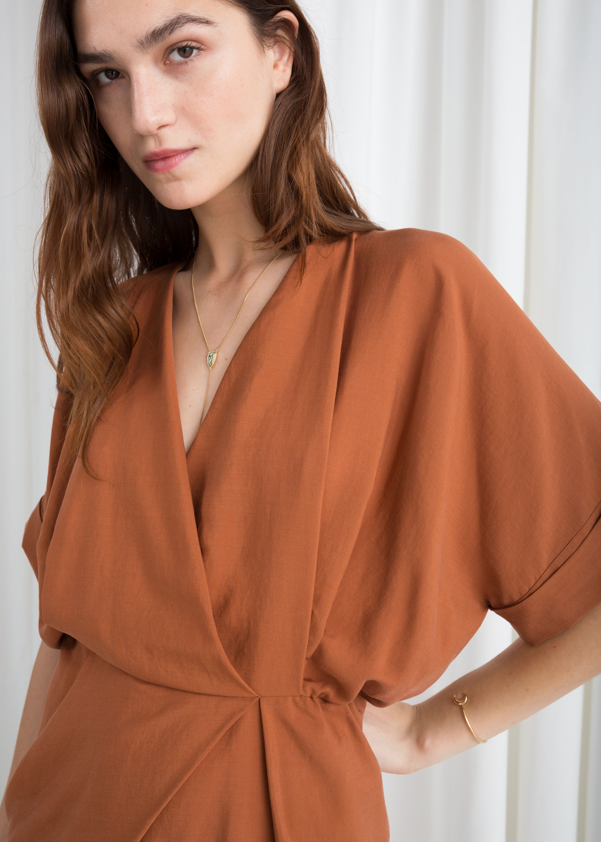 Asymmetrical Gathered Wrap Dress | Endource