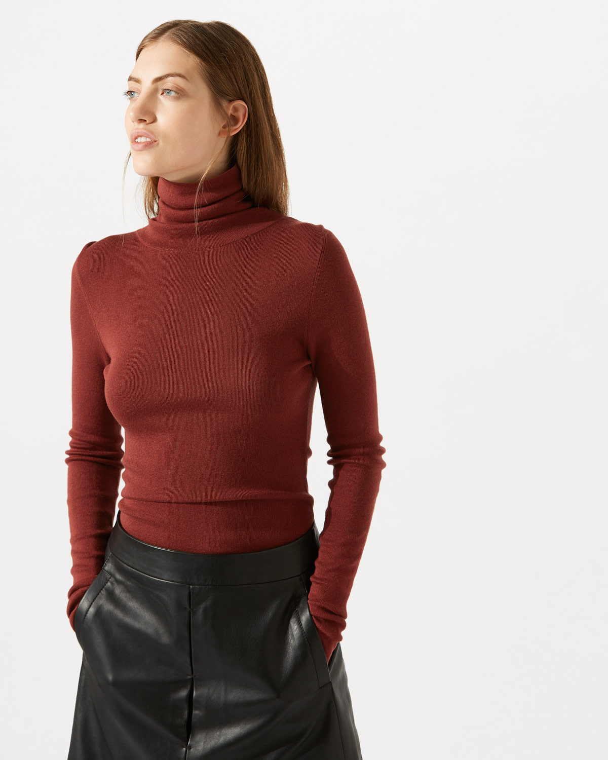 red polo neck jumper womens