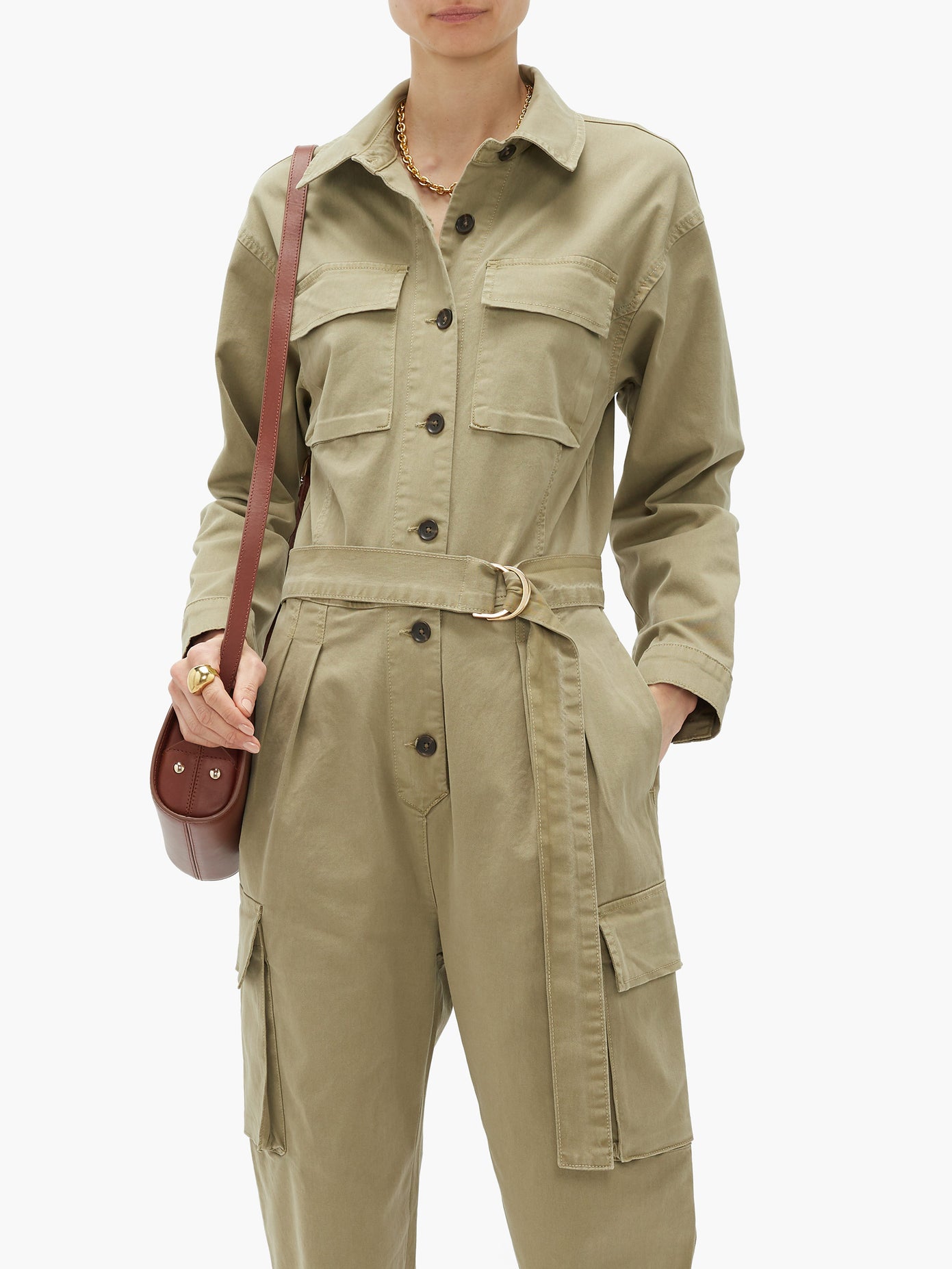 belted cargo jumpsuit