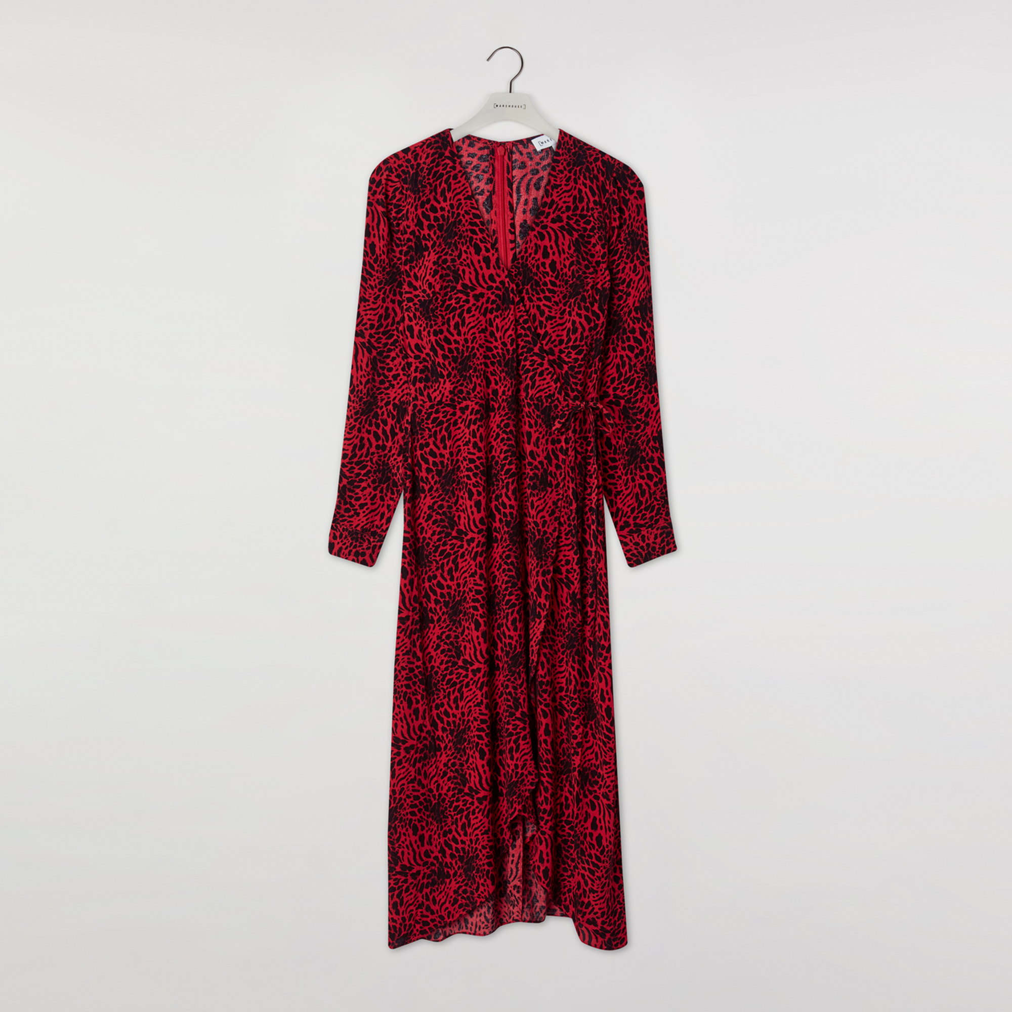 warehouse red wrap dress