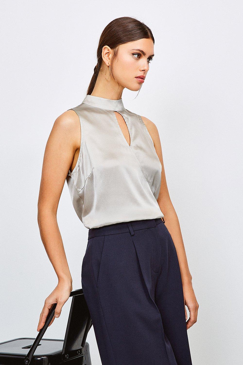 silk satin sleeveless tops