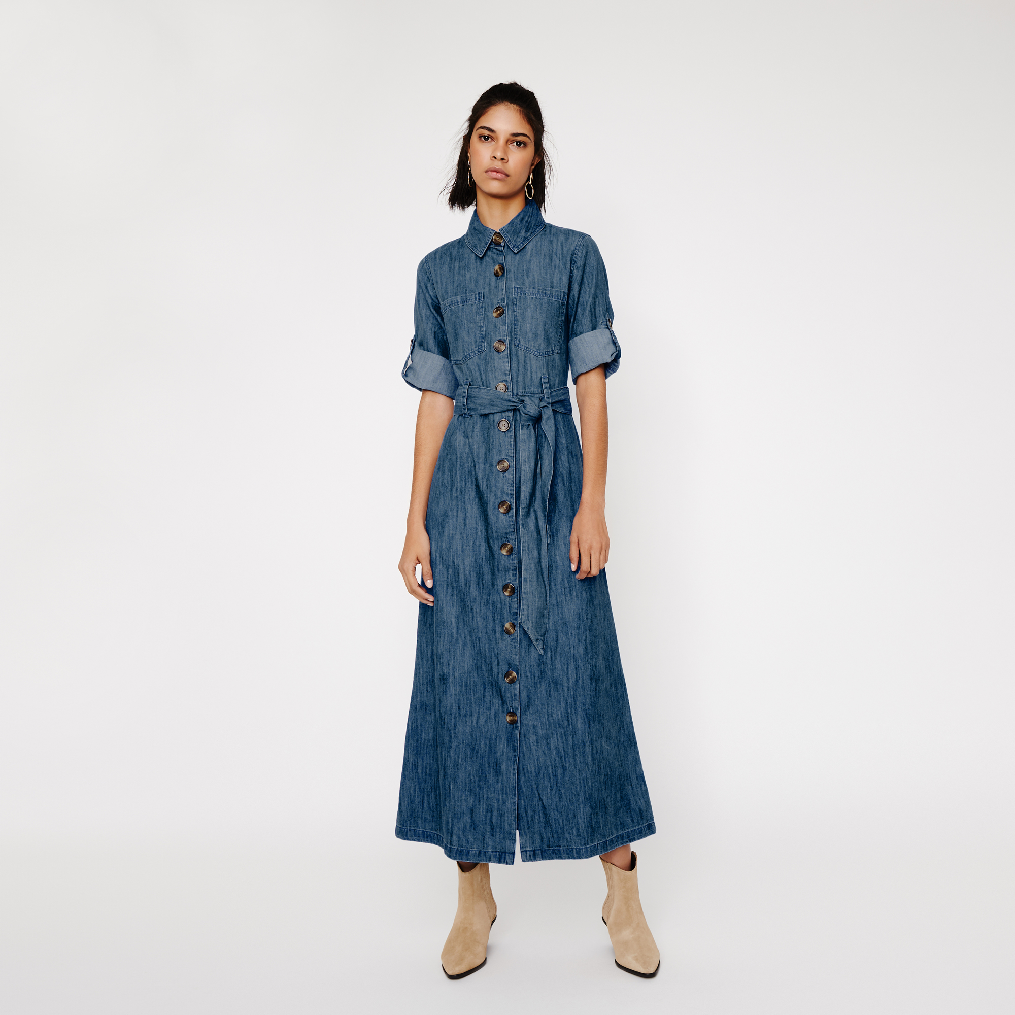 warehouse denim shirt dress