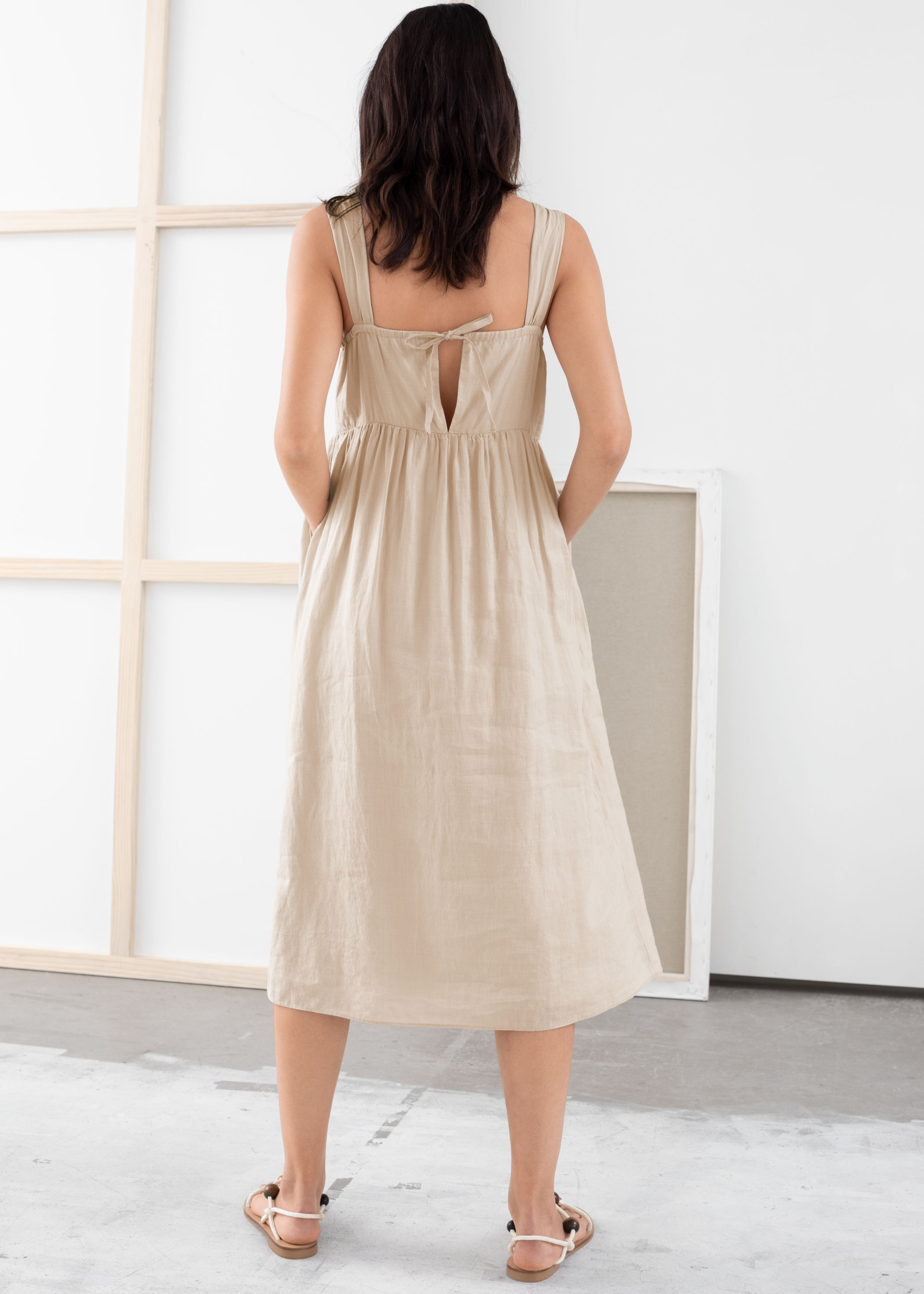 linen beige dress