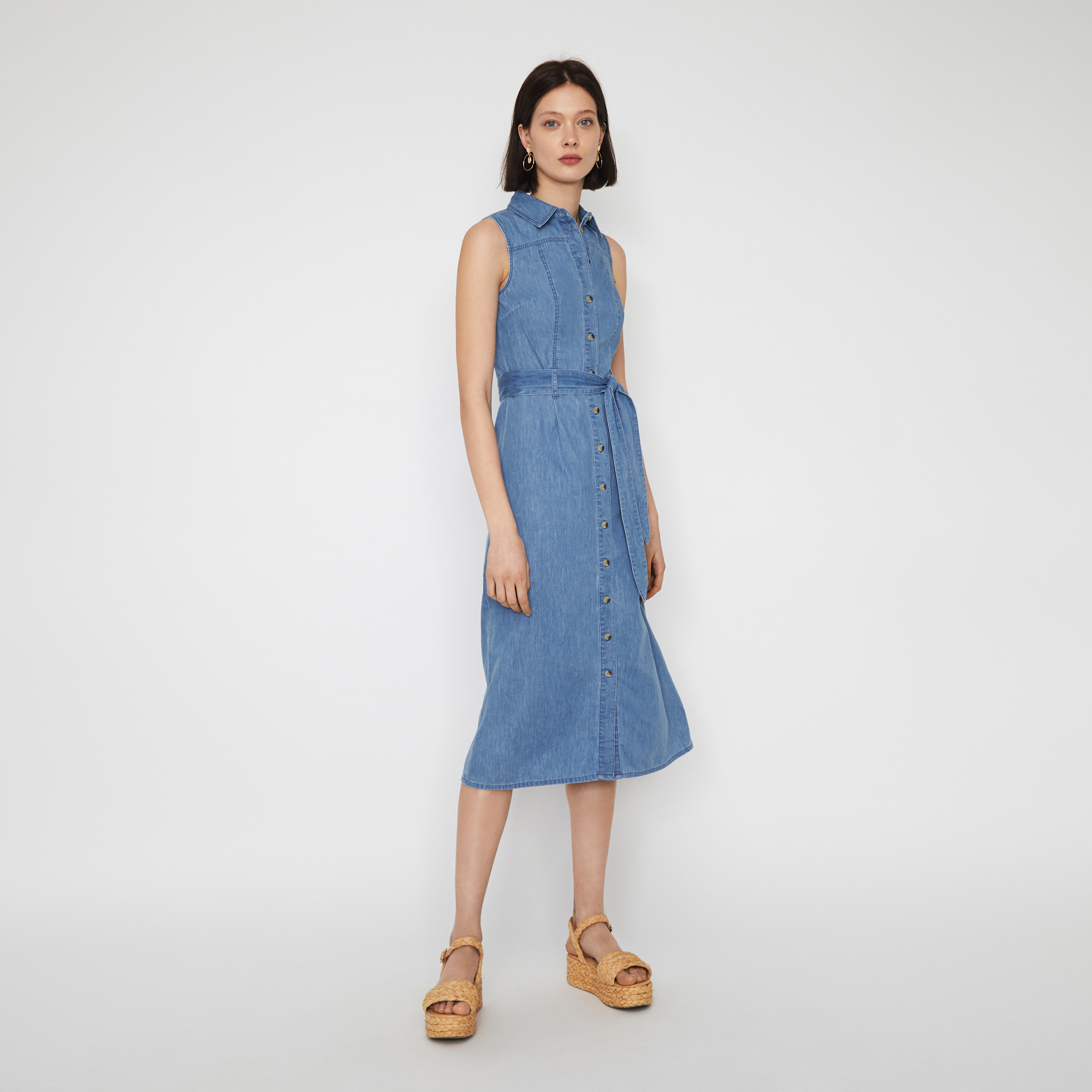 warehouse midi denim dress