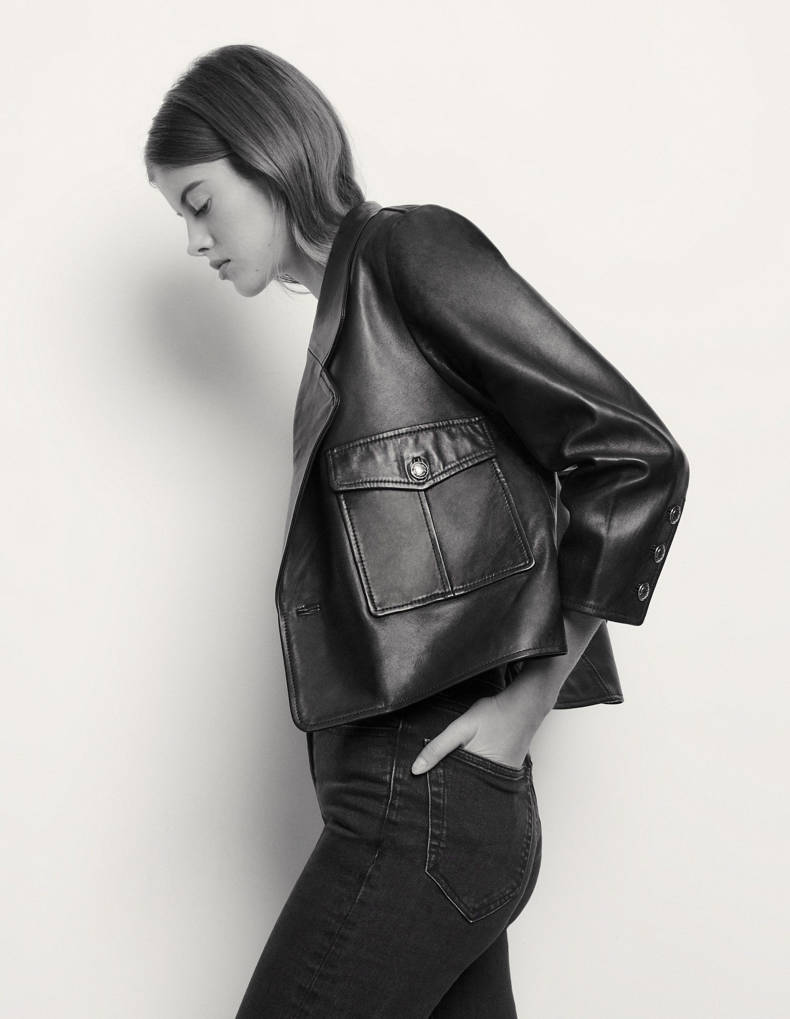 Short Tailored Leather Jacket Endource