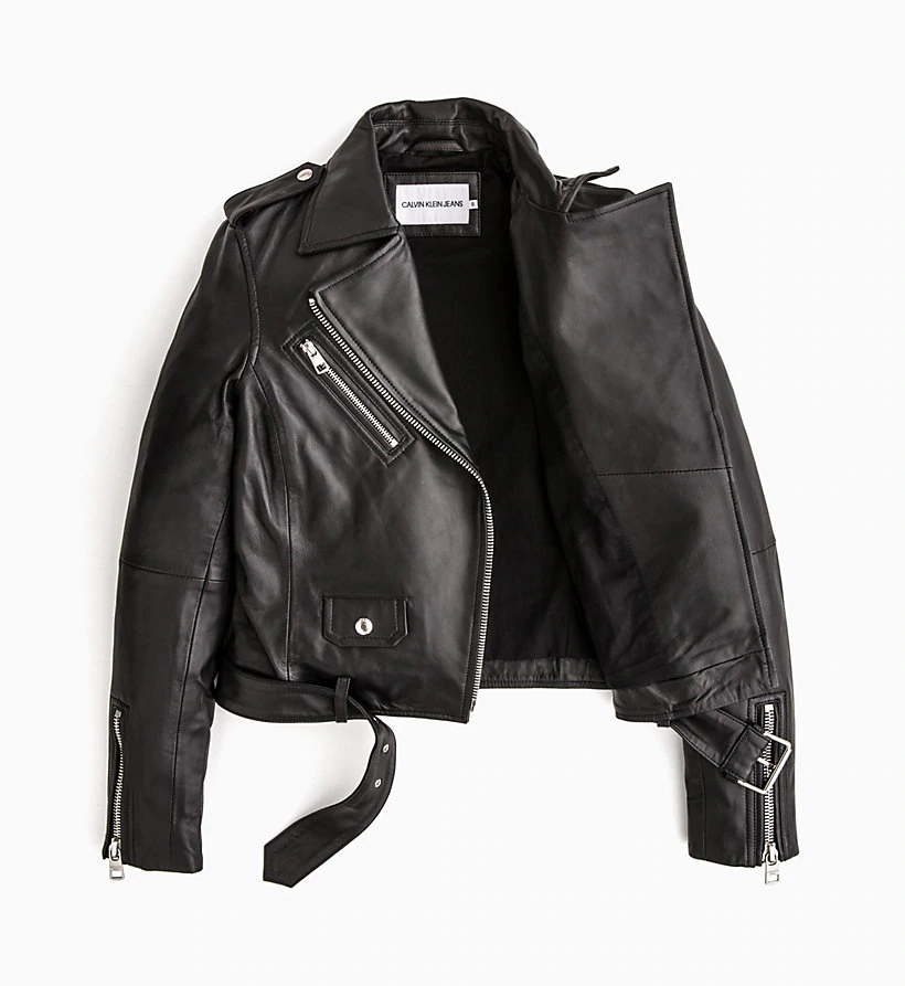 calvin klein jeans leather biker jacket