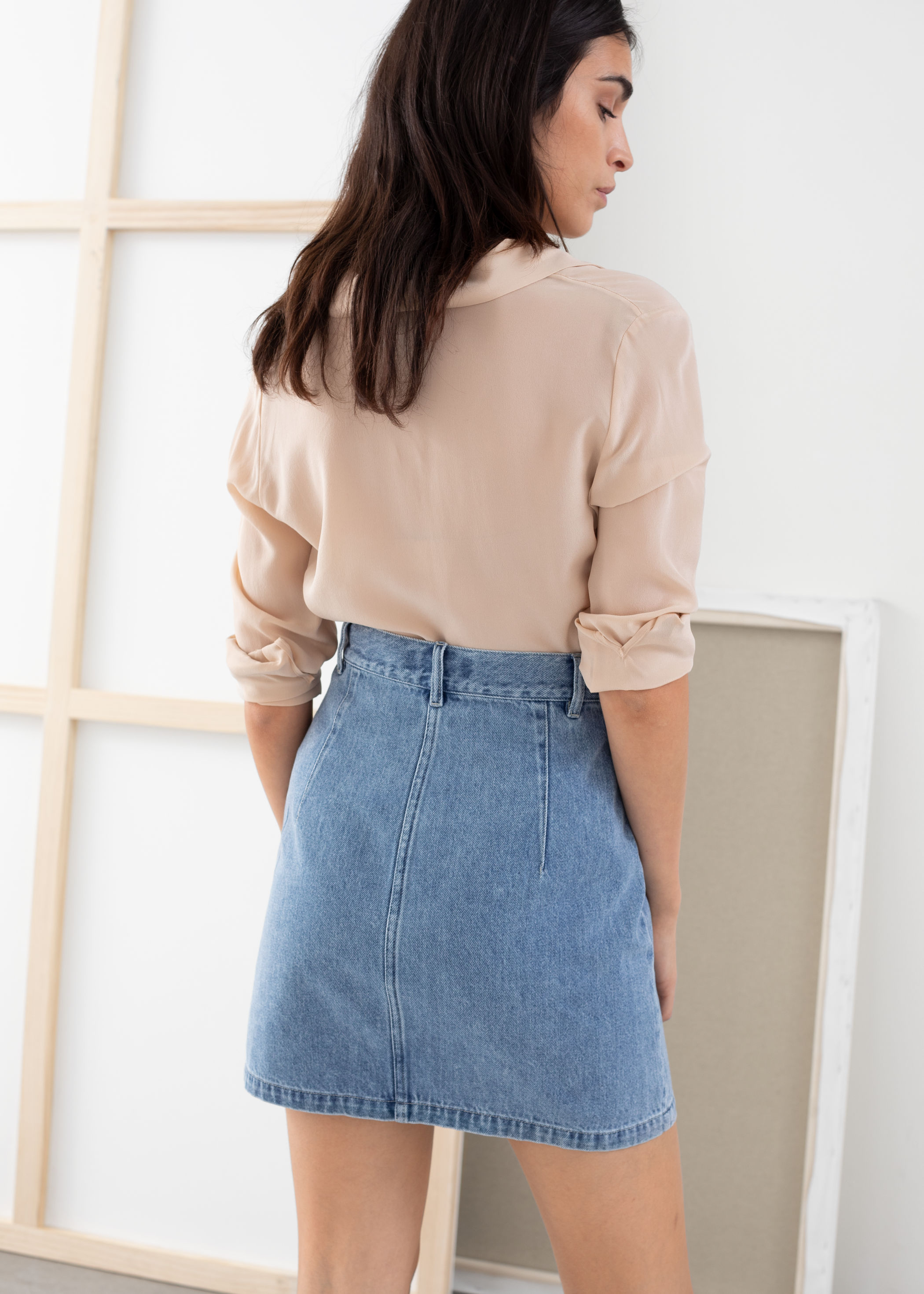 cotton denim skirts with pockets